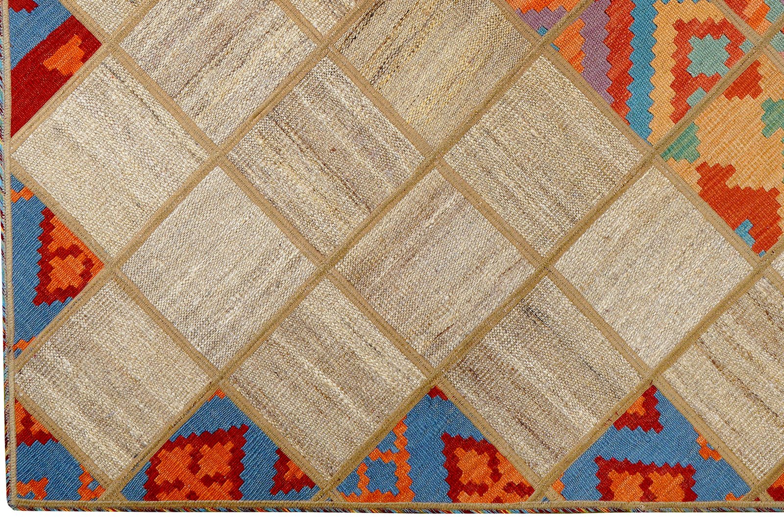 Kelim Tekkeh — Handmade, 150x200 cm, Beige, 100% Virgin Wool | View 3