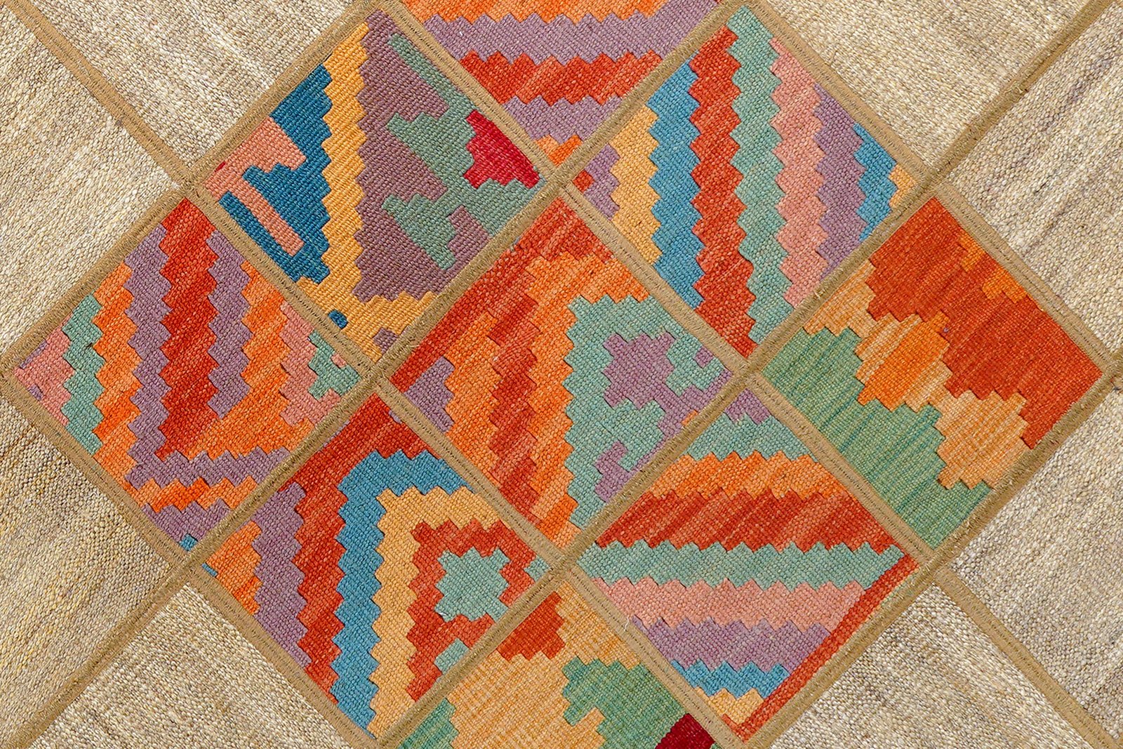 Kelim Tekkeh — Handmade, 150x200 cm, Beige, 100% Virgin Wool | View 5