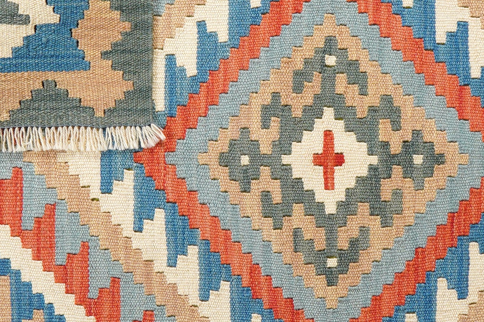 Kelim Gashgai — Handmade, 82x119 cm, Blue, 100% Virgin Wool | View 6