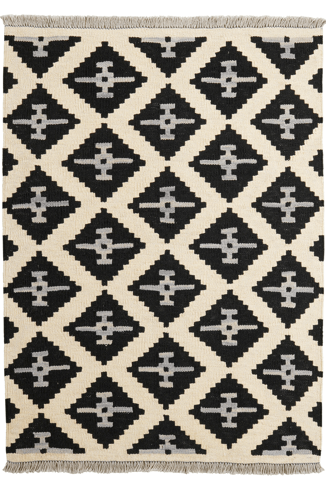 Kelim Gashgai — Handmade, 82x112 cm, Black, 100% Virgin Wool | Main view