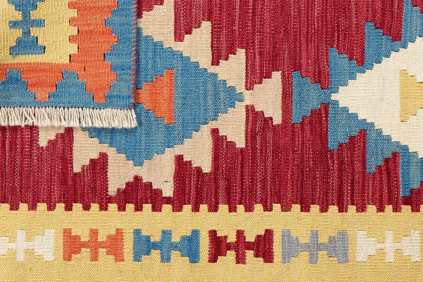 Kelim Gashgai — Handmade, 87x192 cm, Red, 100% Virgin Wool | View 6