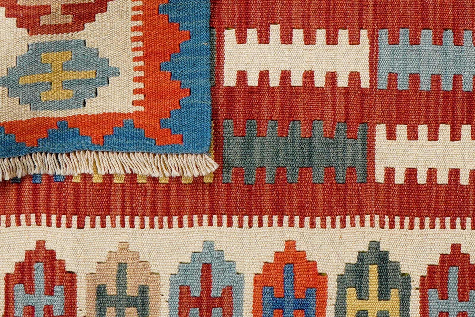 Kelim Gashgai — Handmade, 79x200 cm, Red, 100% Virgin Wool | View 6
