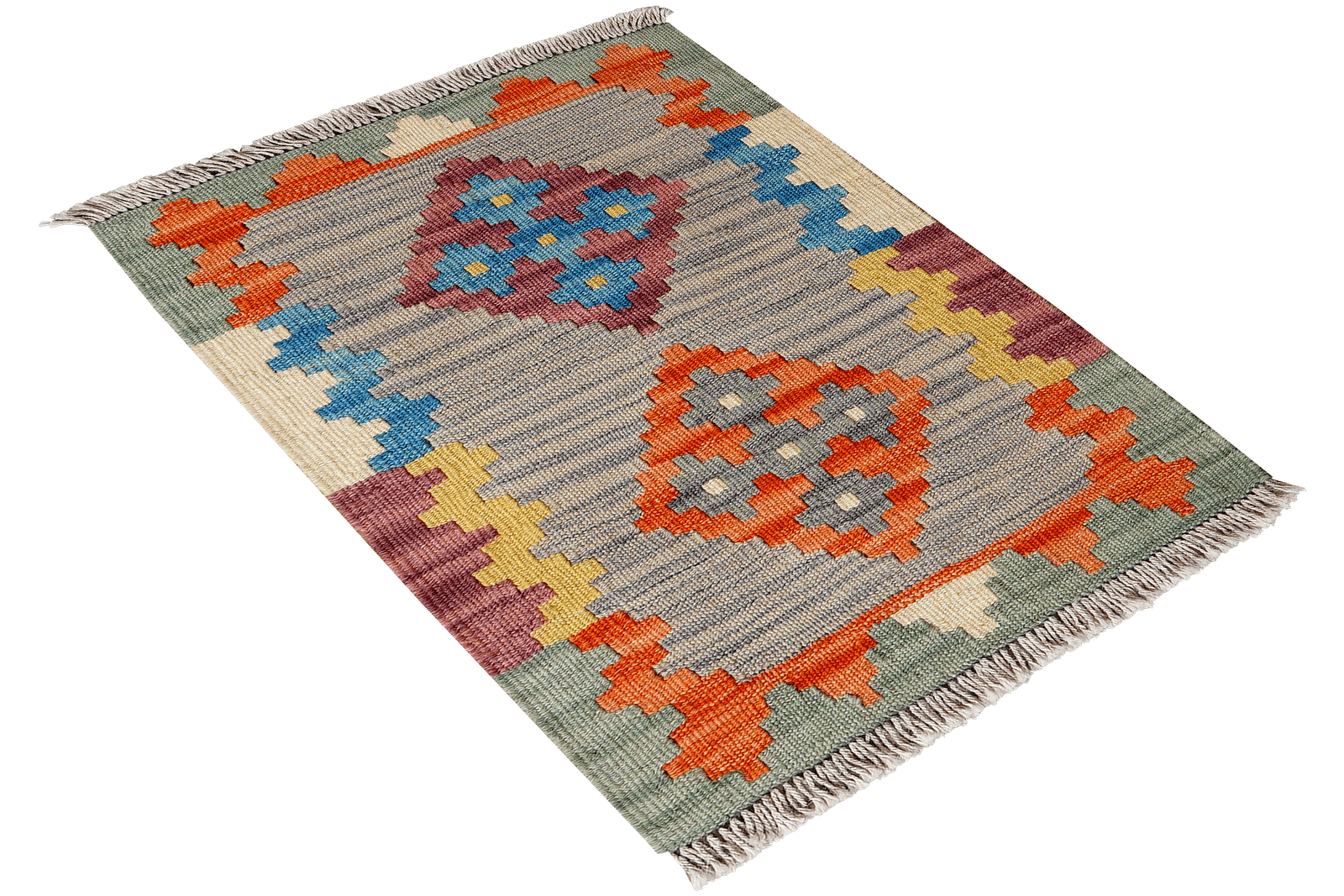 Kelim Gashgai — Handmade, 43x68 cm, Grey, 100% Virgin Wool | View 4