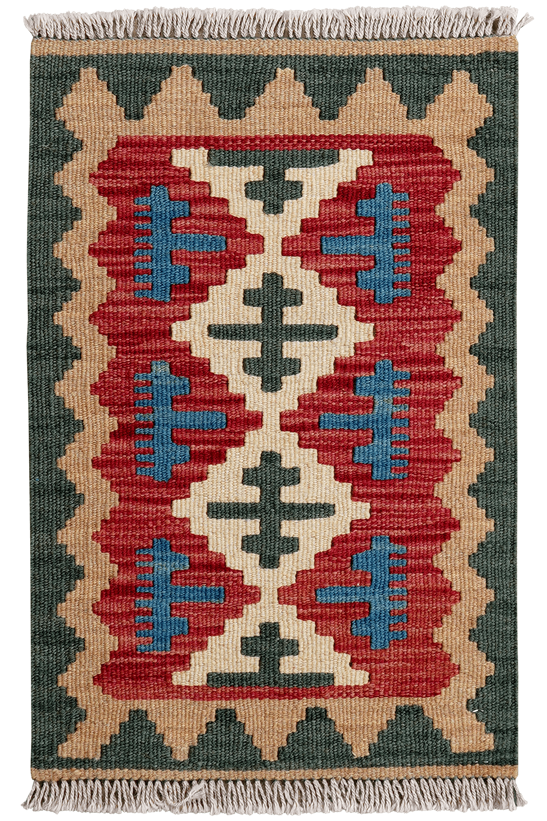 Kelim Gashgai — Handmade, 40x62 cm, Red, 100% Virgin Wool | Main view