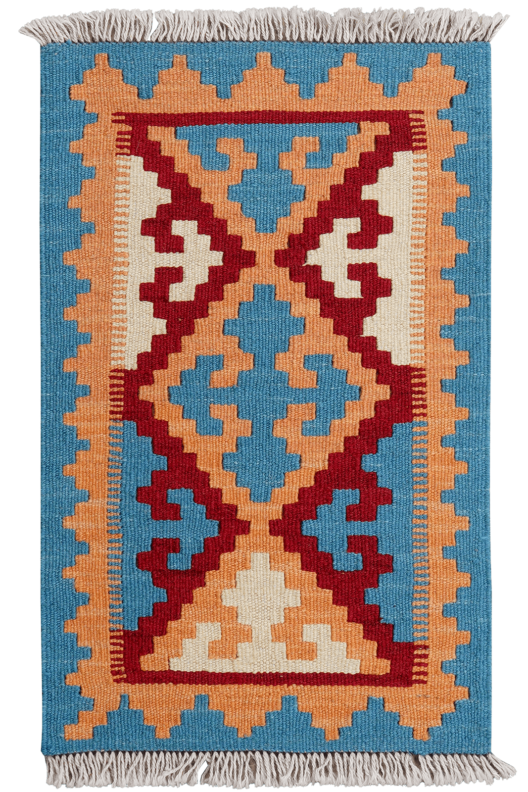 Kelim Gashgai — Handmade, 42x66 cm, Red, 100% Virgin Wool | Main view