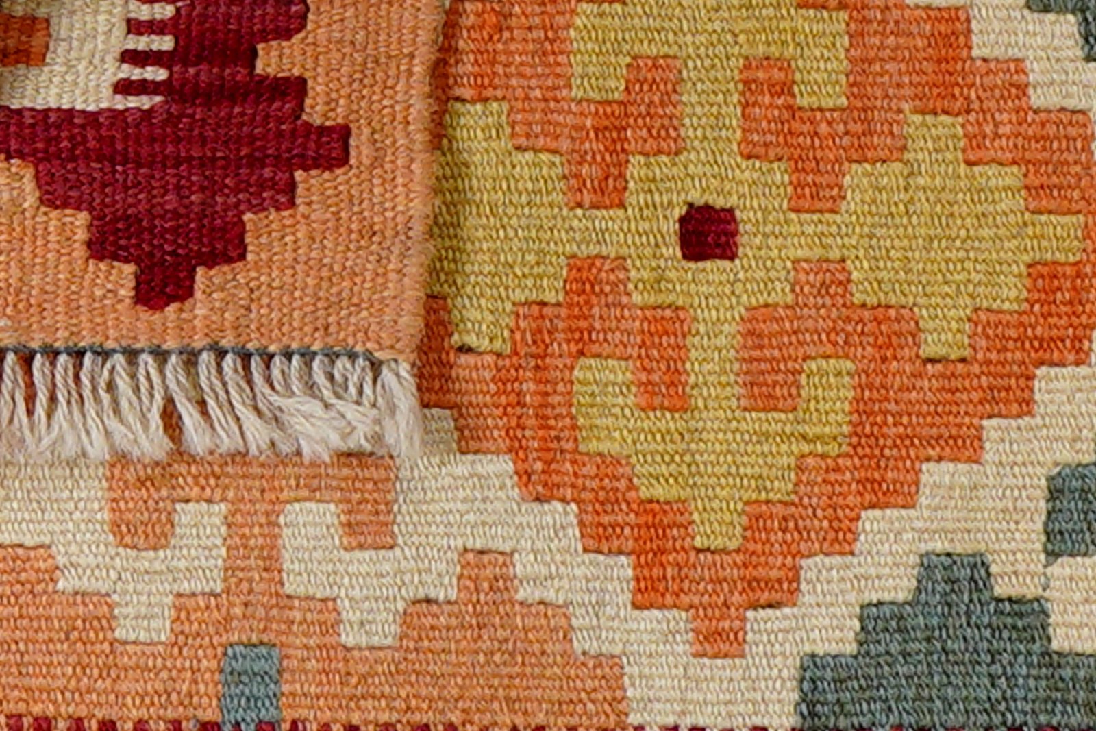 Kelim Gashgai — Handmade, 42x65 cm, Orange, 100% Virgin Wool | View 6