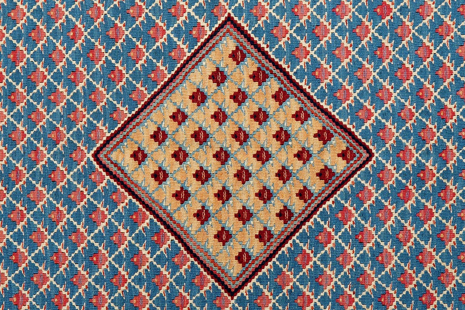 Kelim Senneh — Handmade, 108x151 cm, Blue, 100% Virgin Wool | View 5