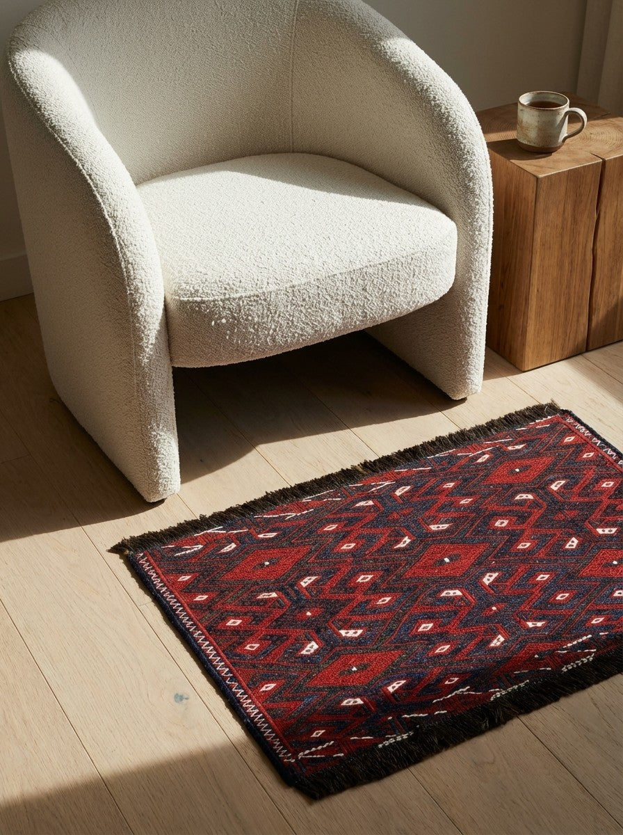 Kelim Turkman — Handmade, 59x36 cm, Multicolor, 100% Virgin Wool | Detail view