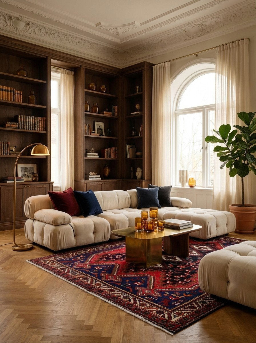 Afshar — Handgefertigt, 237x165 cm, Beige, 100% Virgin Wool | Back view