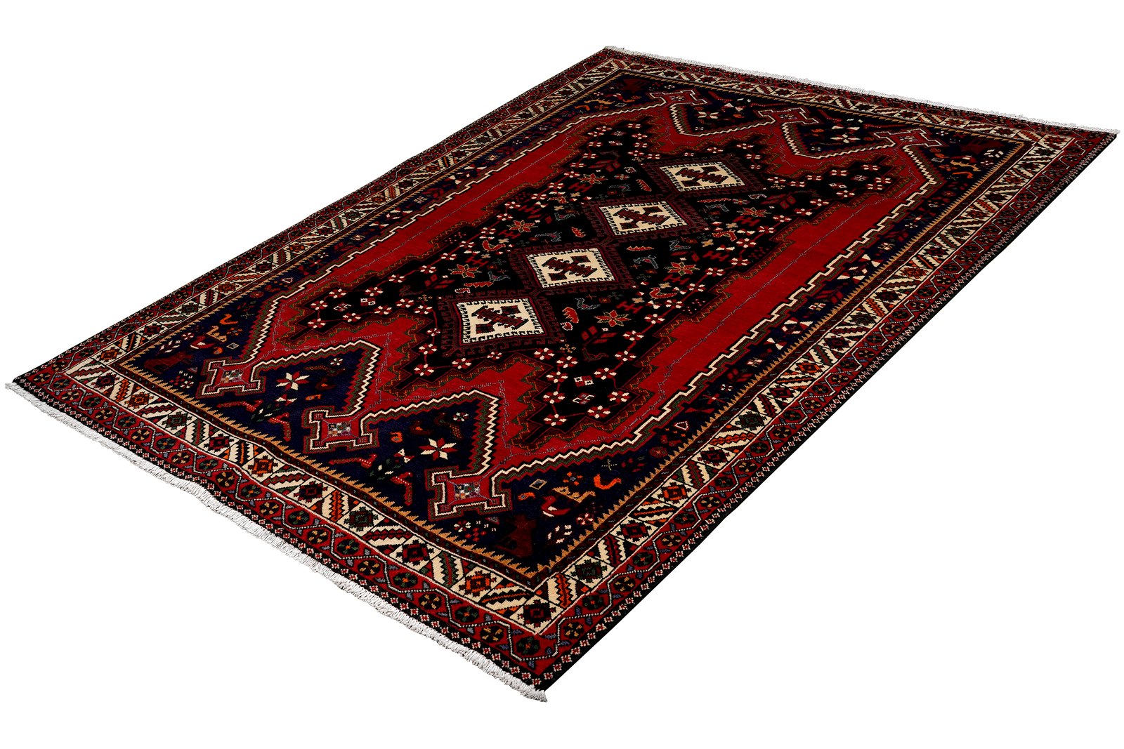 Afshar — Handgefertigt, 237x165 cm, Beige, 100% Virgin Wool | View 6