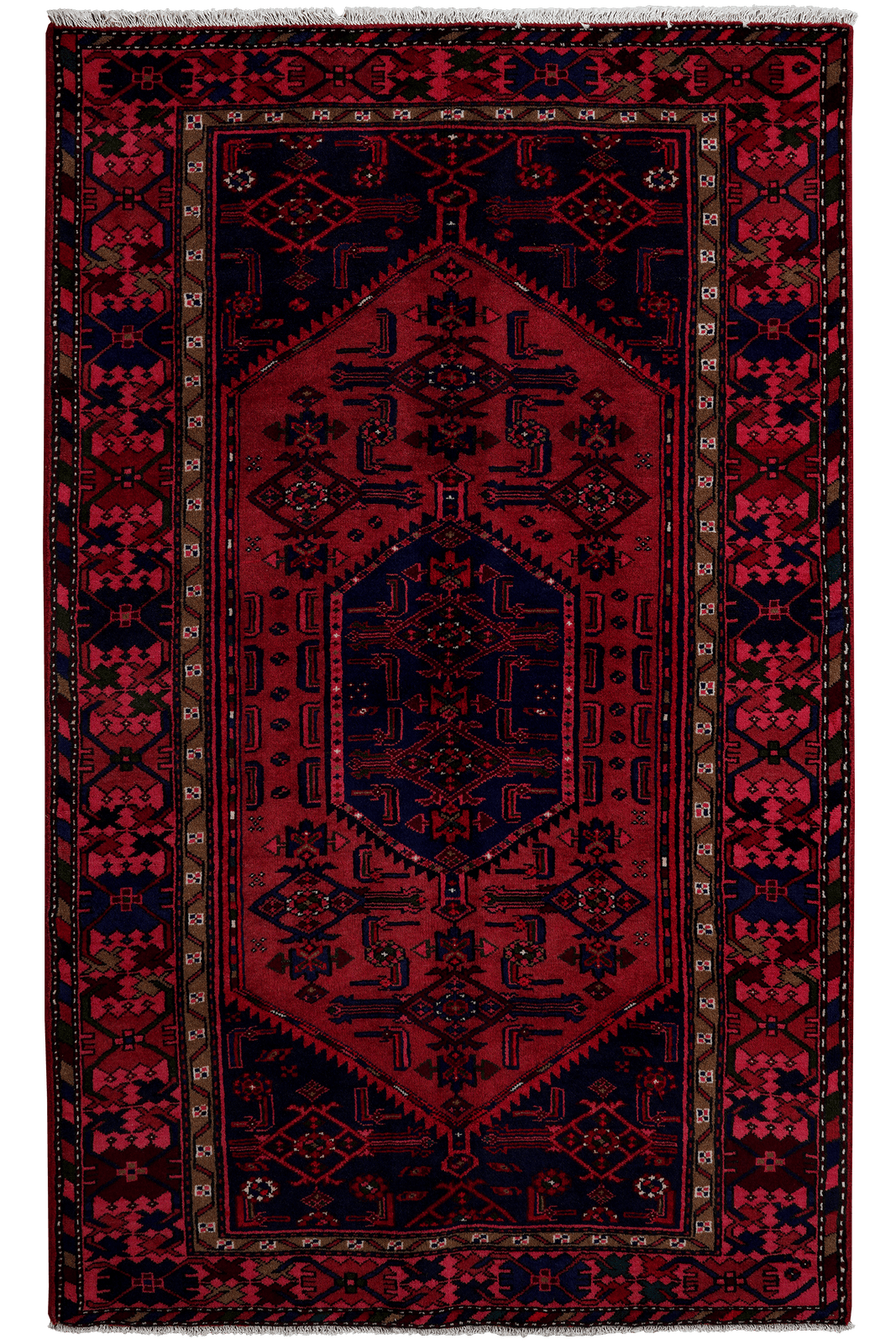 Khamseh — Hand-knotted, 126x205 cm, Red, 100% Virgin Wool | Main view