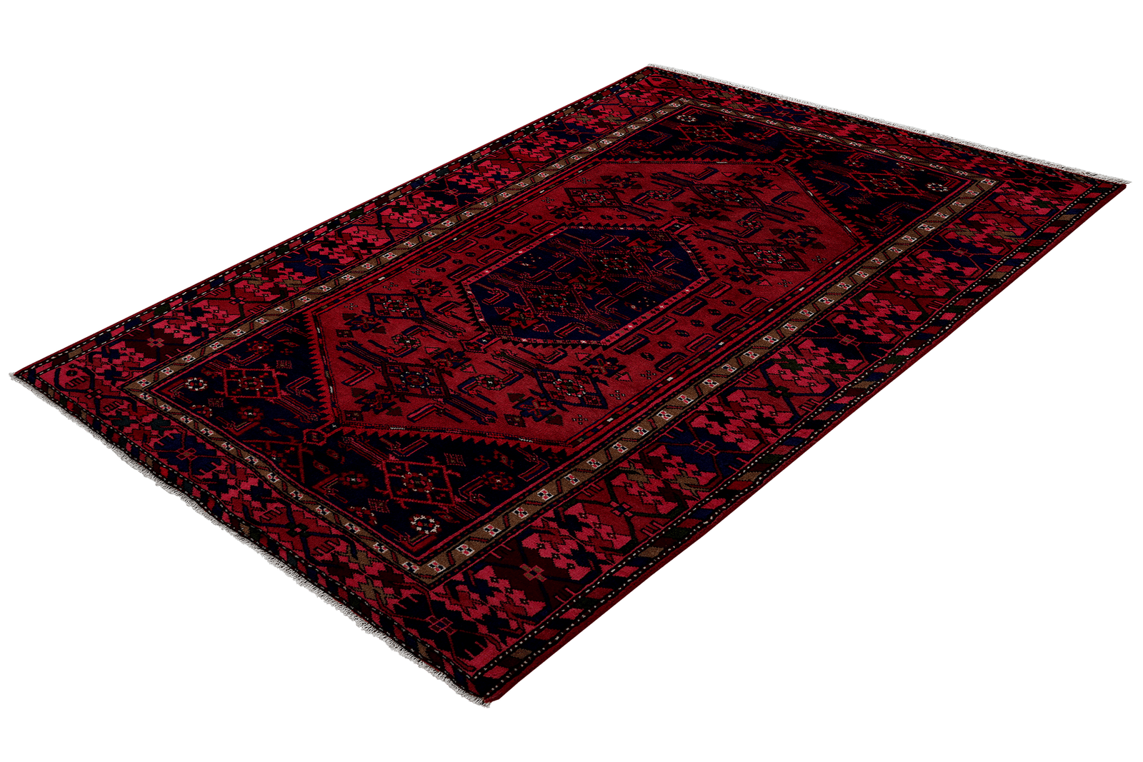 Khamseh — Hand-knotted, 126x205 cm, Red, 100% Virgin Wool | View 5