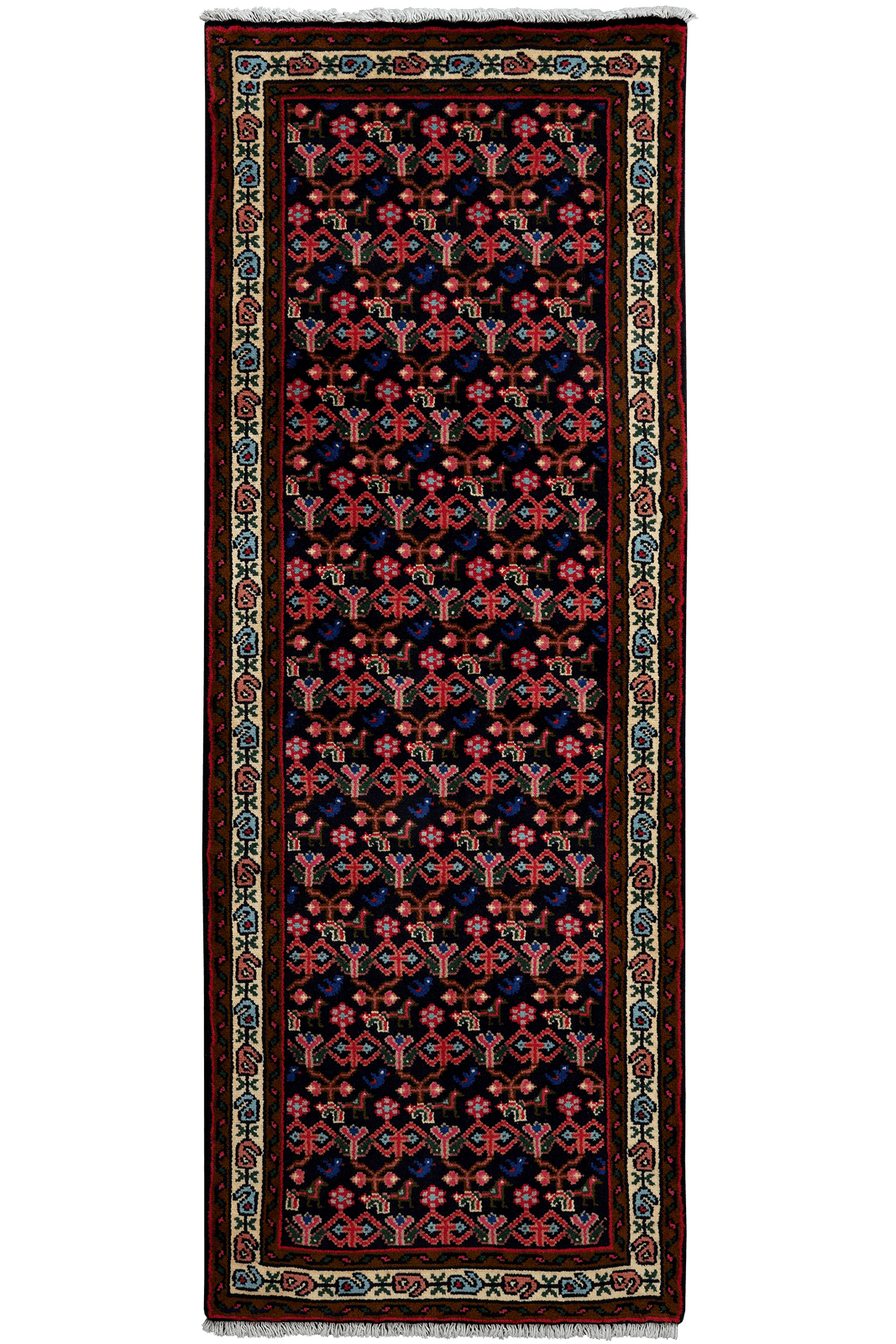 Hamadan — Hand-knotted, 69x187 cm, Blue, 100% Virgin Wool | Main view