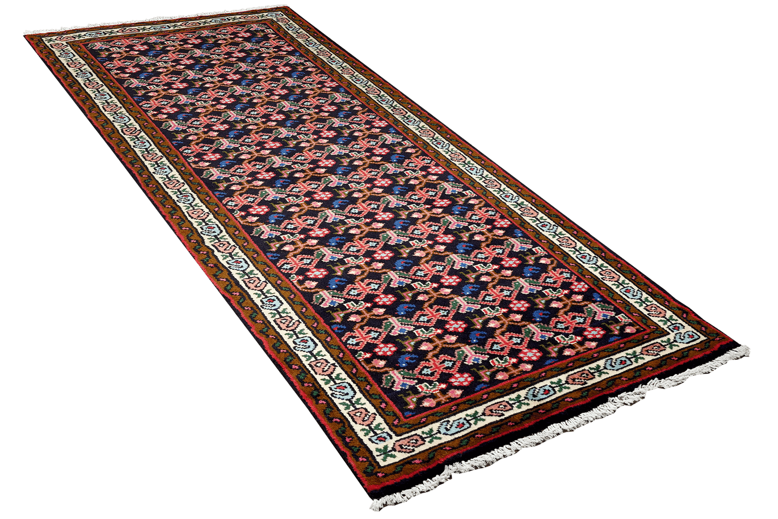 Hamadan — Hand-knotted, 69x187 cm, Blue, 100% Virgin Wool | View 4
