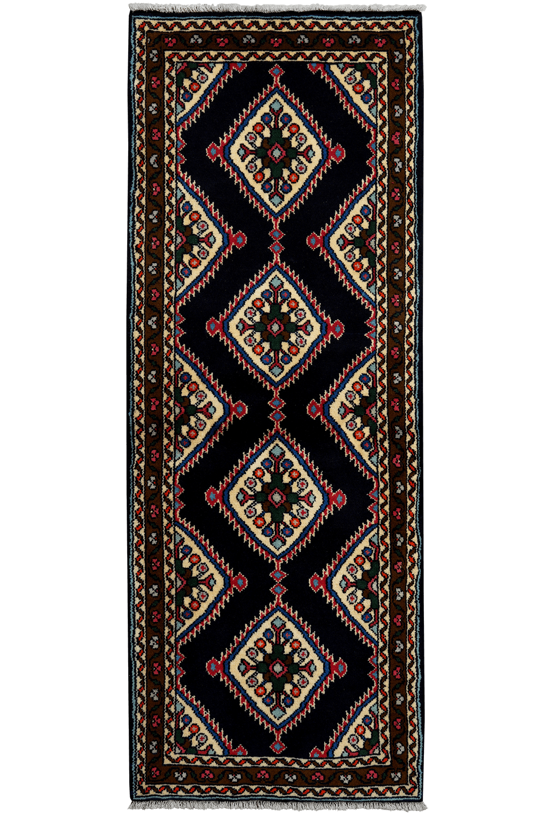Hamadan — Hand-knotted, 73x192 cm, Blue, 100% Virgin Wool | Main view