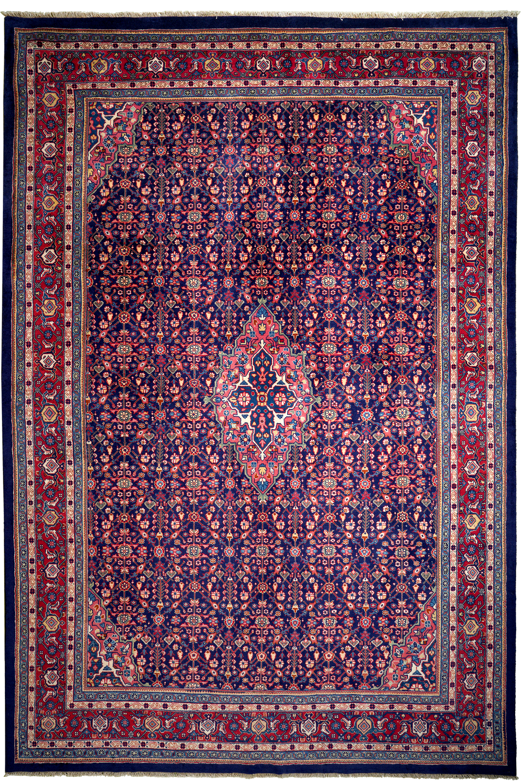 Sarough — Hand-knotted, 212x313 cm, Blue, 100% Virgin Wool | Main view