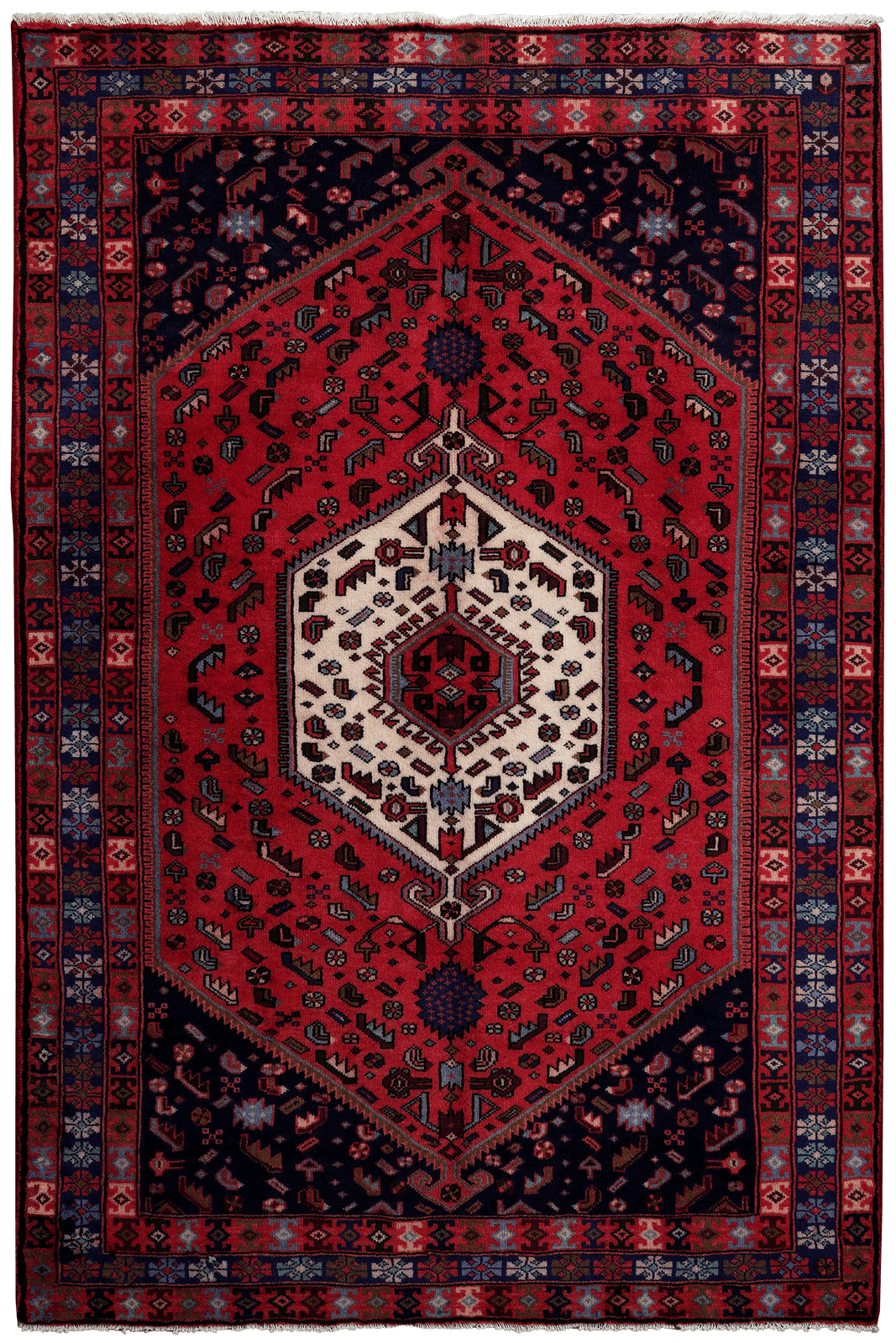 Khamseh — Hand-knotted, 132x200 cm, Red, 100% Virgin Wool | Main view