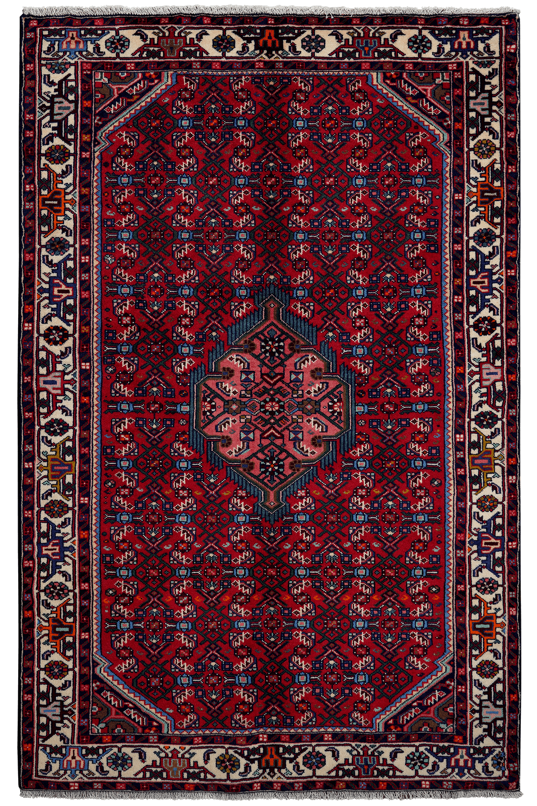Assadabad — Hand-knotted, 125x197 cm, Red, 100% Virgin Wool | Main view