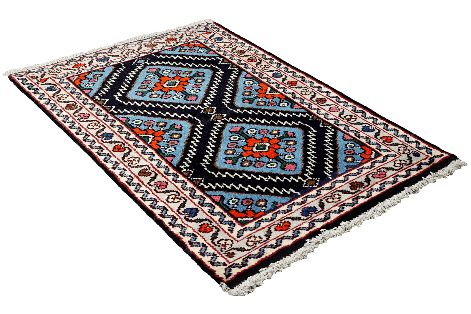 Hamadan — Hand-knotted, 57x94 cm, Blue, 100% Virgin Wool | View 4