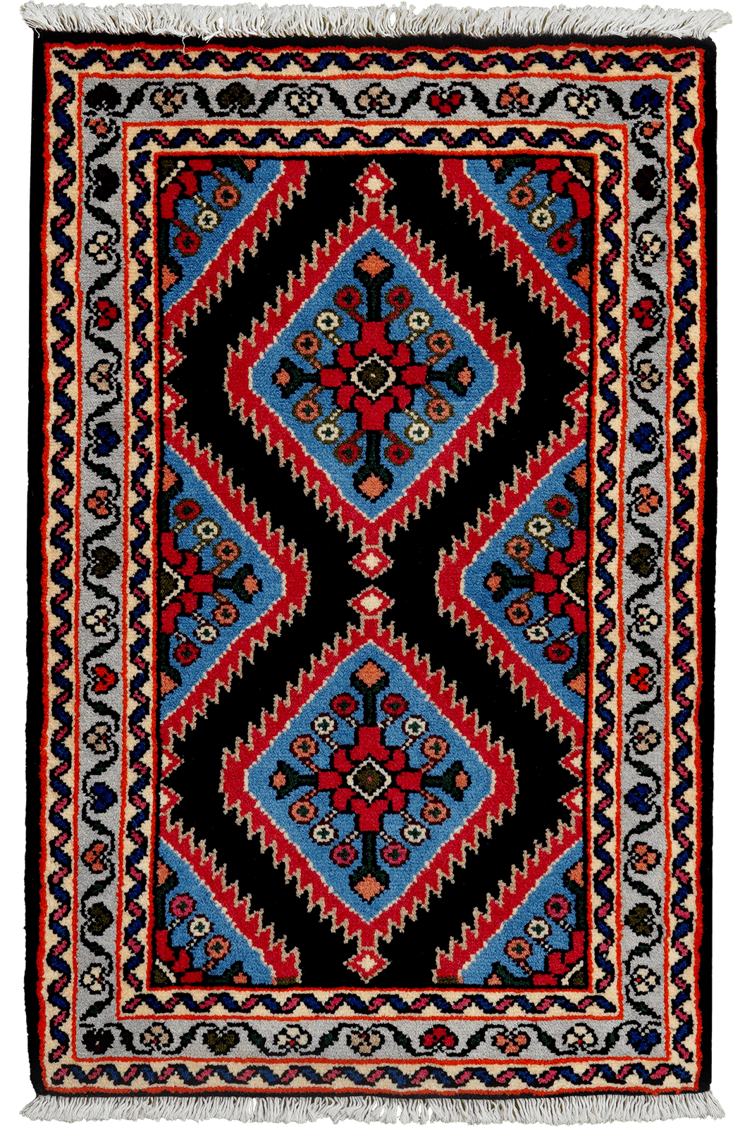 Hamadan — Hand-knotted, 63x96 cm, Blue, 100% Virgin Wool | Main view