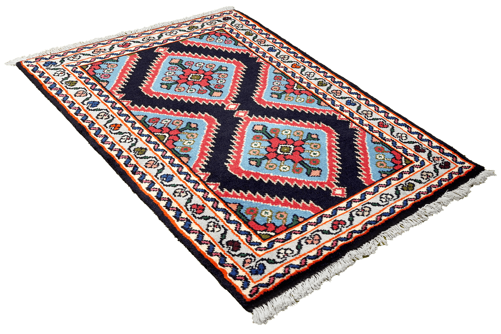 Hamadan — Hand-knotted, 63x96 cm, Blue, 100% Virgin Wool | View 4