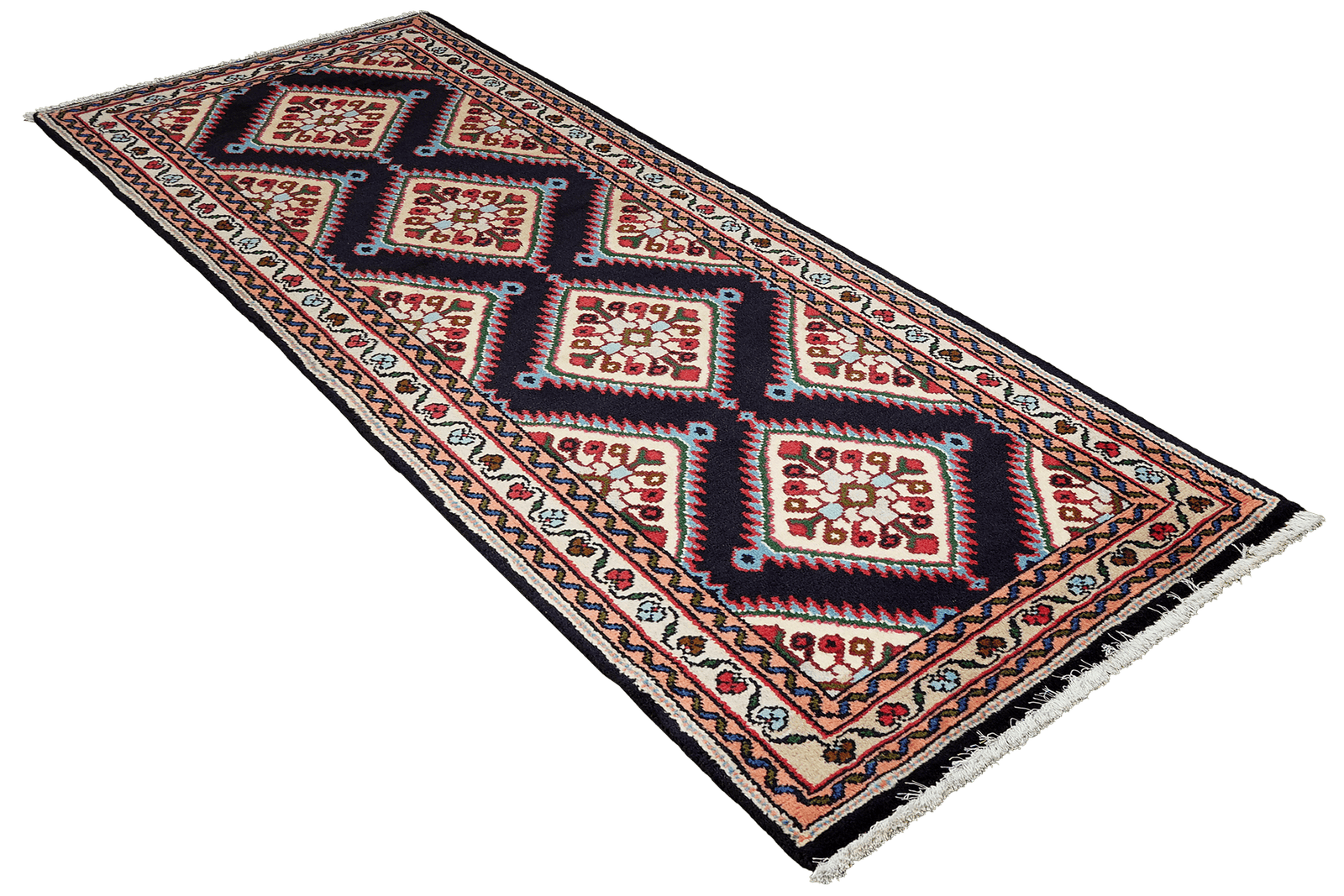 Hamadan — Hand-knotted, 70x204 cm, Blue, 100% Virgin Wool | View 4