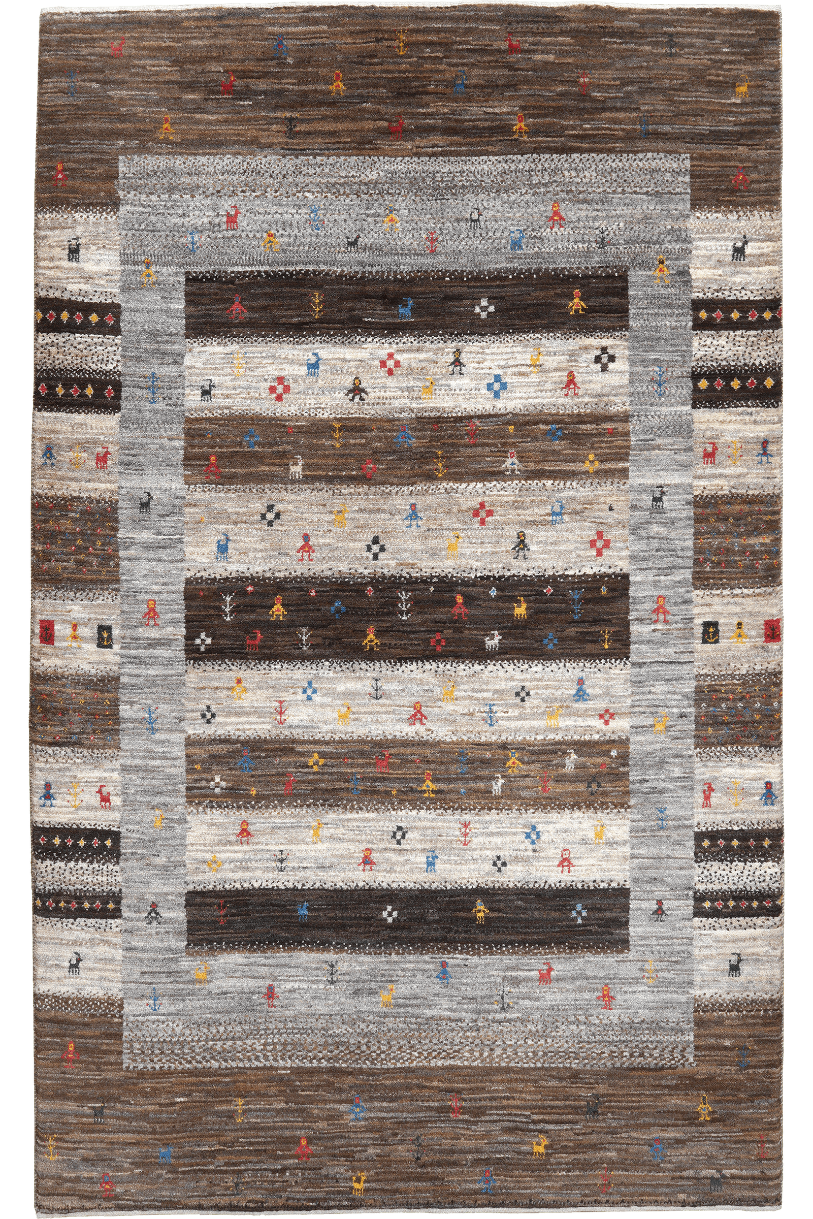 Rizbaf — Hand-knotted, 123x193 cm, Brown, 100% Virgin Wool | Main view