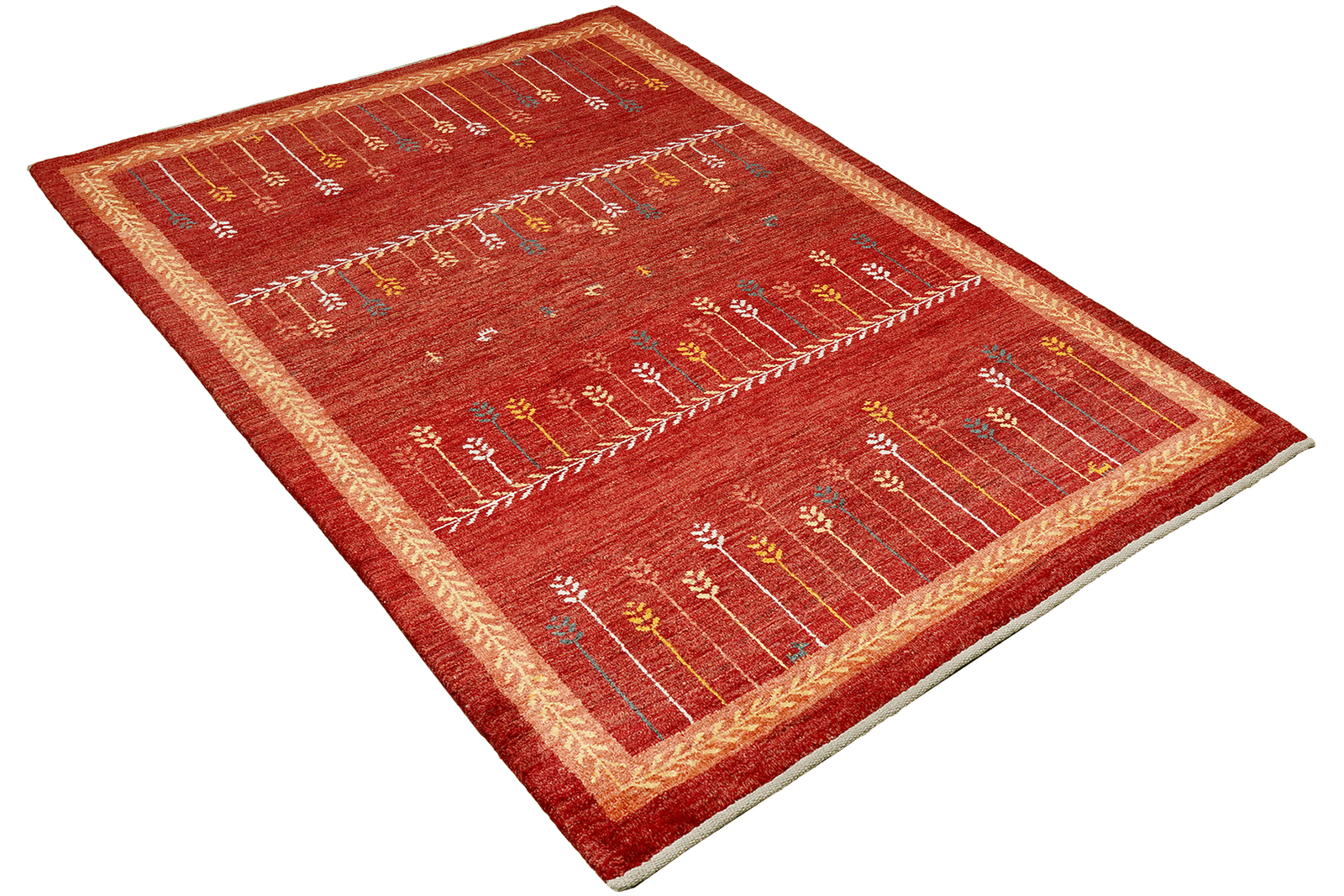 Rizbaf — Hand-knotted, 124x187 cm, Red, 100% Virgin Wool | View 4