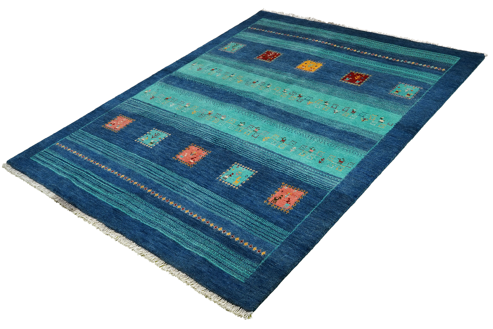 Gabbeh Sonnat — Handgefertigt, 193x154 cm, Blau, 100% Virgin Wool | View 6