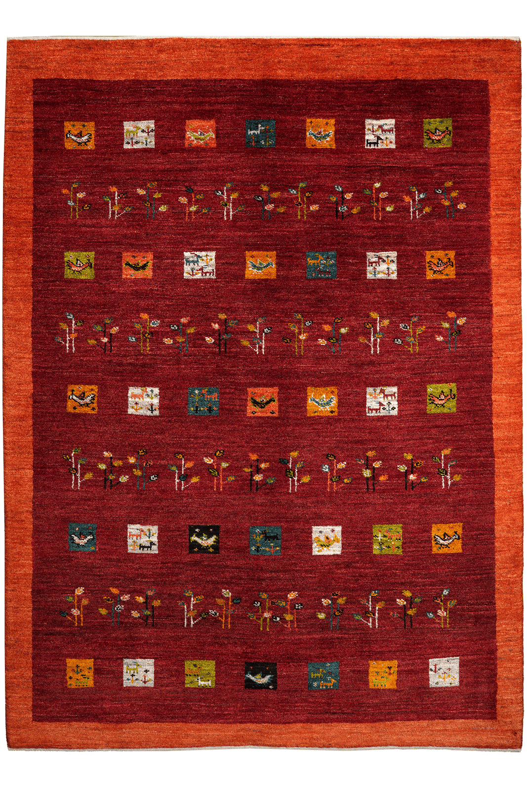 Rizbaf — Hand-knotted, 146x201 cm, Red, 100% Virgin Wool | Main view