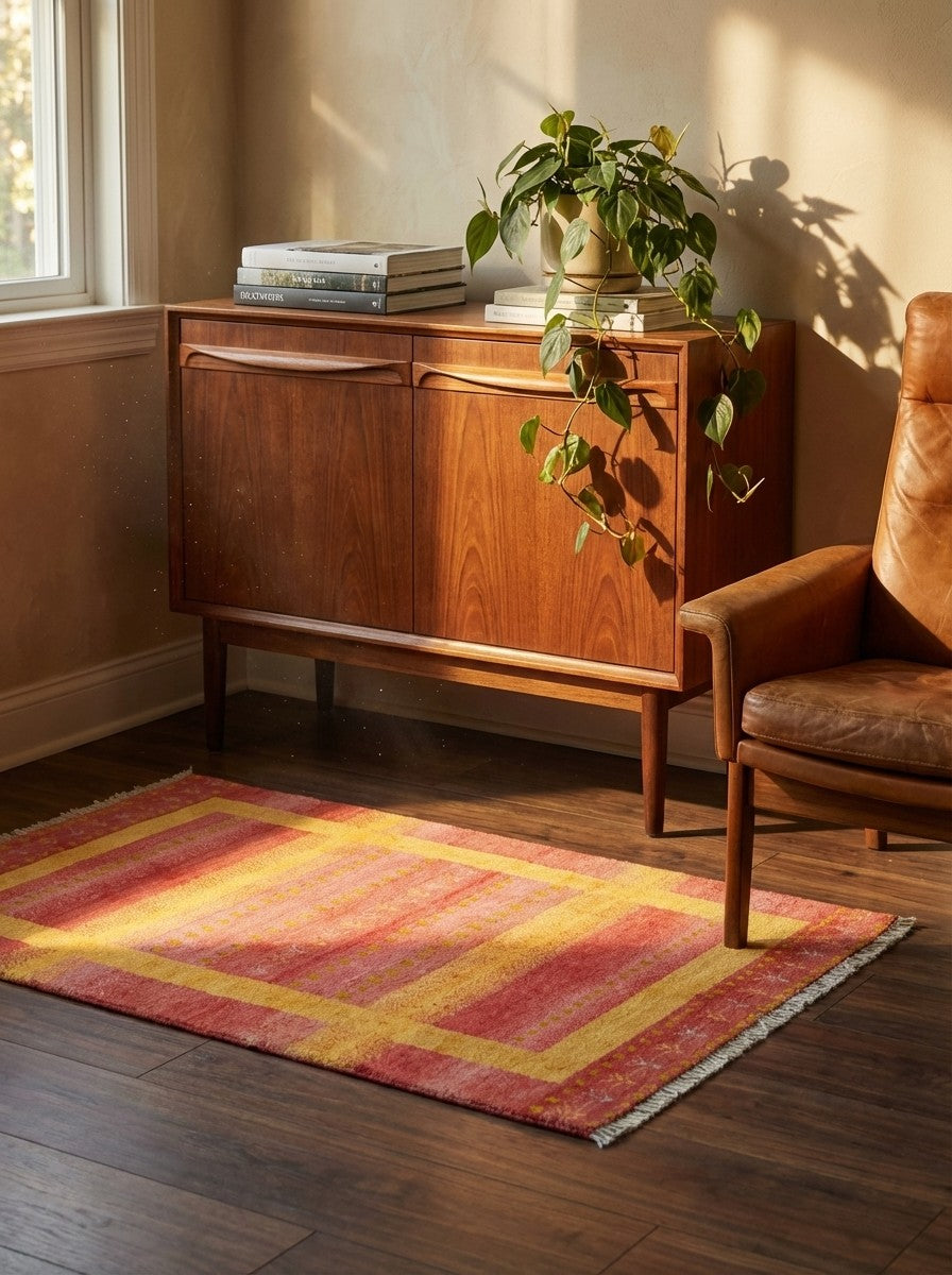 Rizbaf — Hand-knotted, 105x157 cm, Multicolor, 100% Virgin Wool | Back view