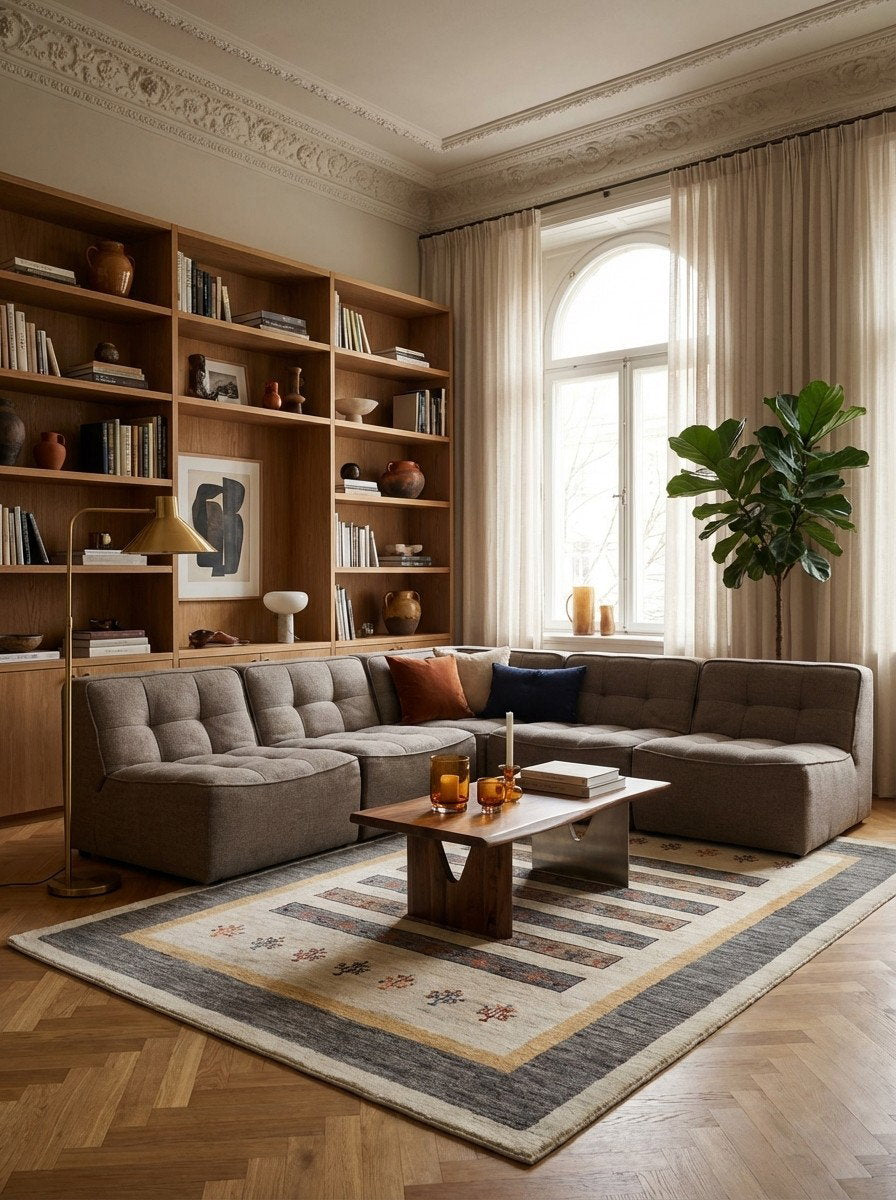 Gabbeh Sonnat — Handgefertigt, 203x152 cm, Braun, 100% Virgin Wool | Back view