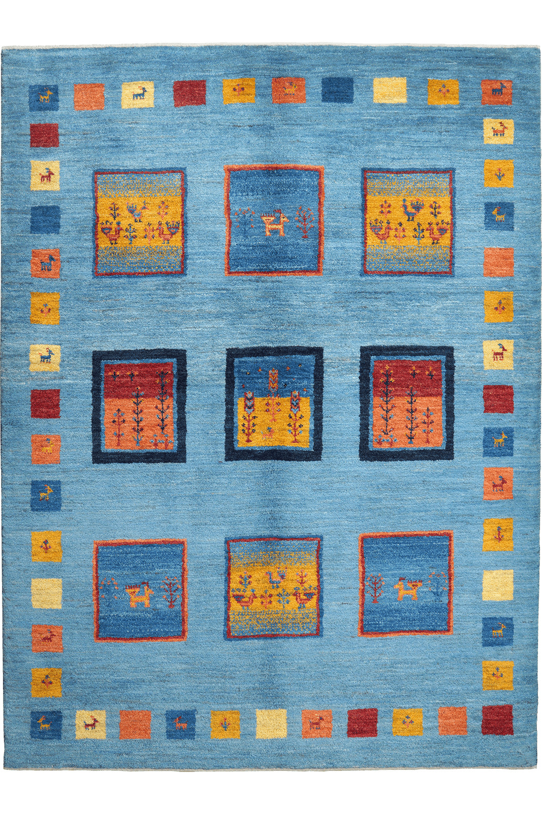 Rizbaf — Hand-knotted, 150x204 cm, Blue, 100% Virgin Wool | Main view