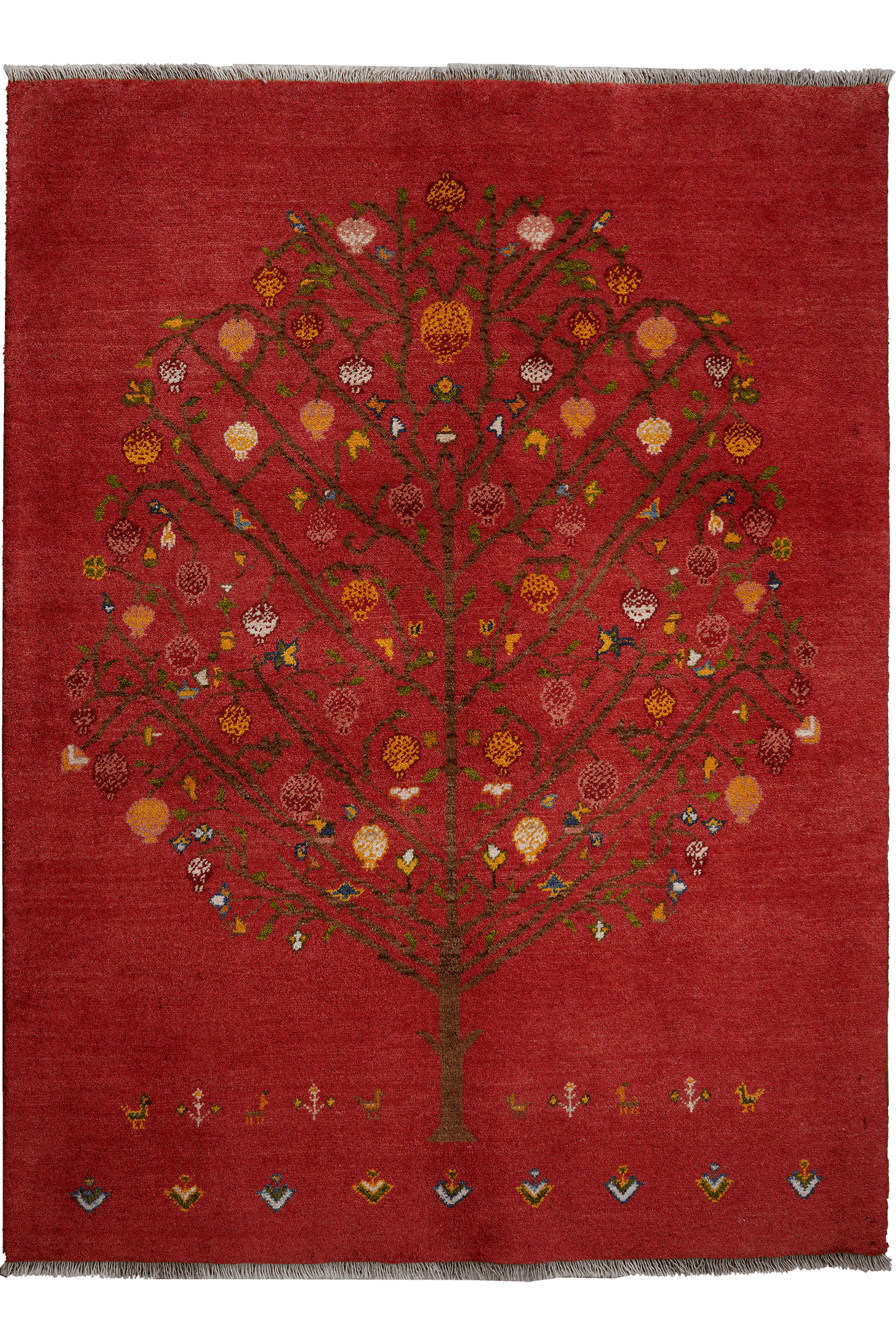 Rizbaf — Hand-knotted, 147x200 cm, Red, 100% Virgin Wool | Main view