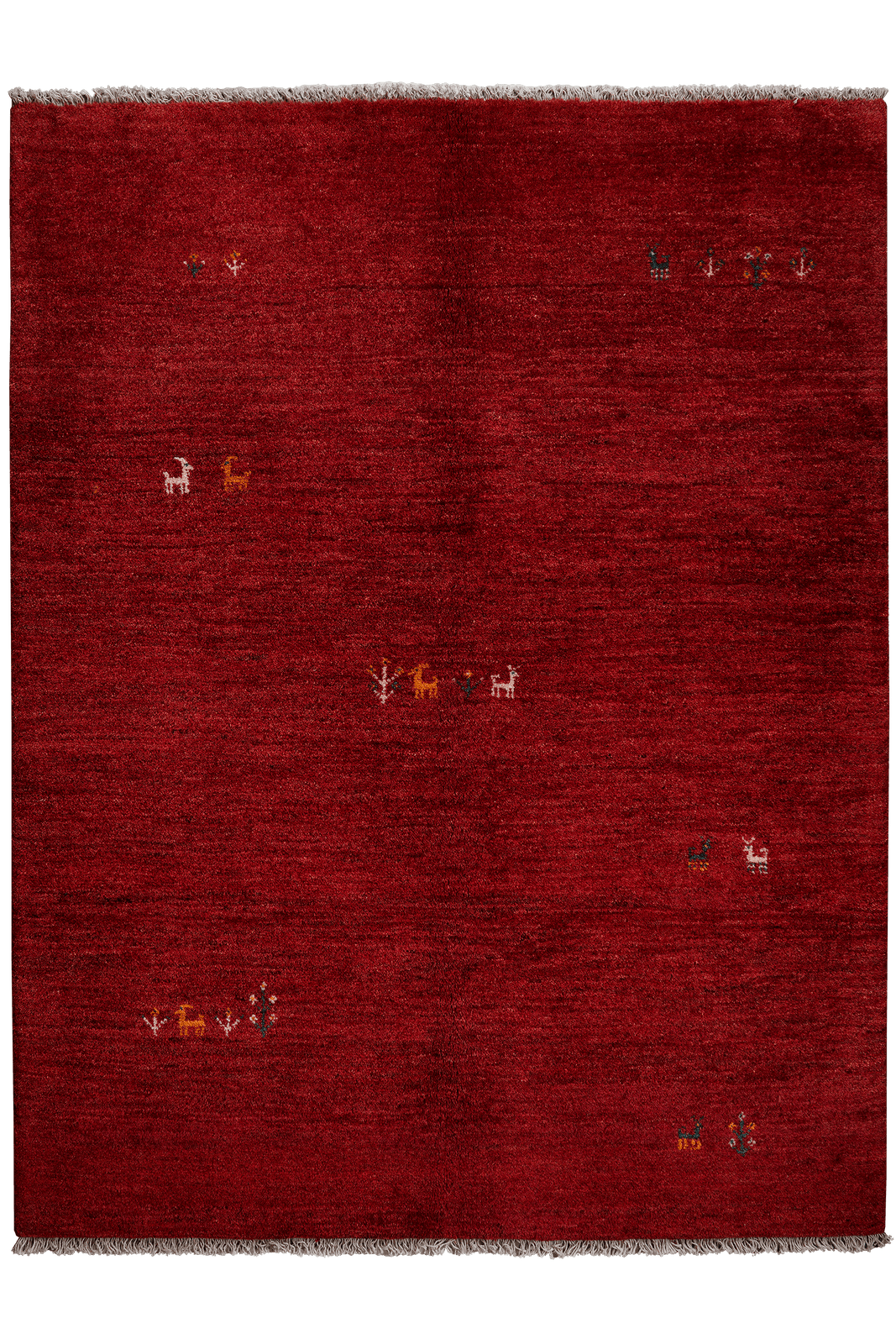 Gabbeh — Hand-knotted, 150x193 cm, Red, 100% Virgin Wool | Main view