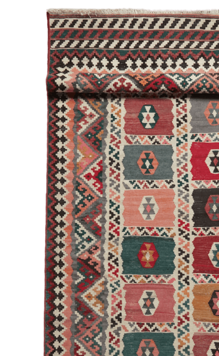 Kelim Gashgai Old — Handmade, 128x477 cm, Multicolor, 100% Virgin Wool | View 3