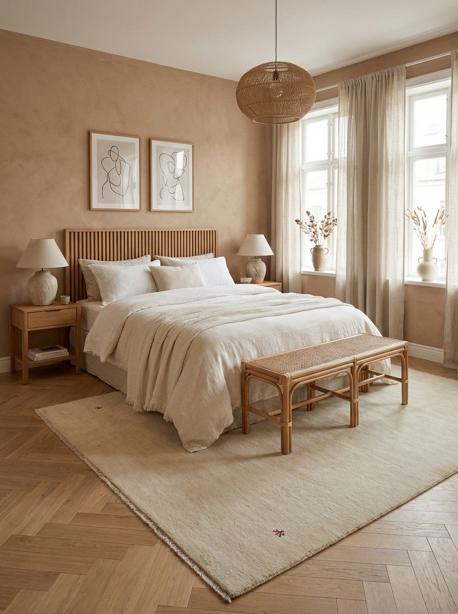 Gabbeh — Hand-knotted, 214x300 cm, Beige, 100% Virgin Wool | Detail view