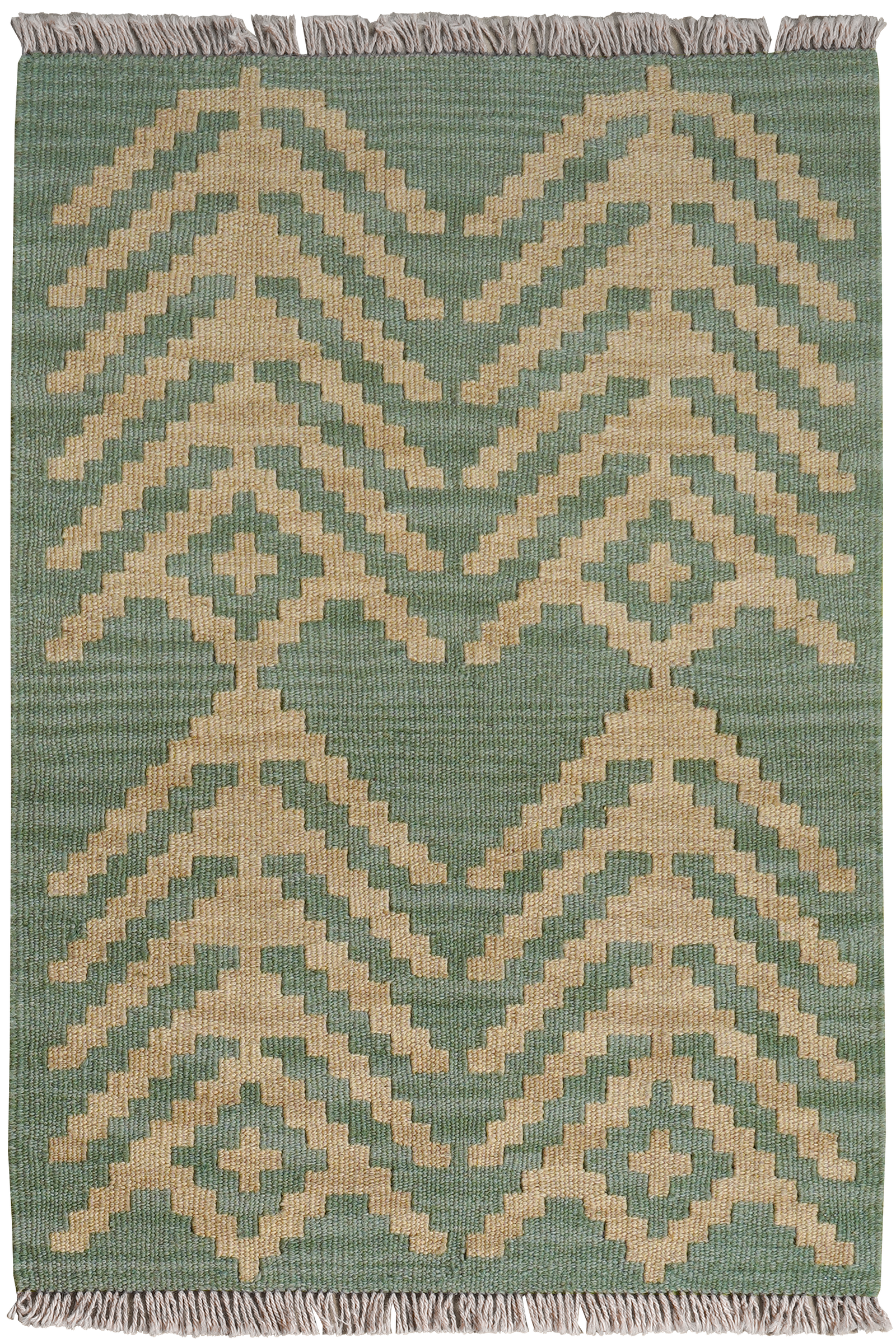 Kelim Gashgai — Handgefertigt, 88x61 cm, Grün, 100% Virgin Wool | Main view