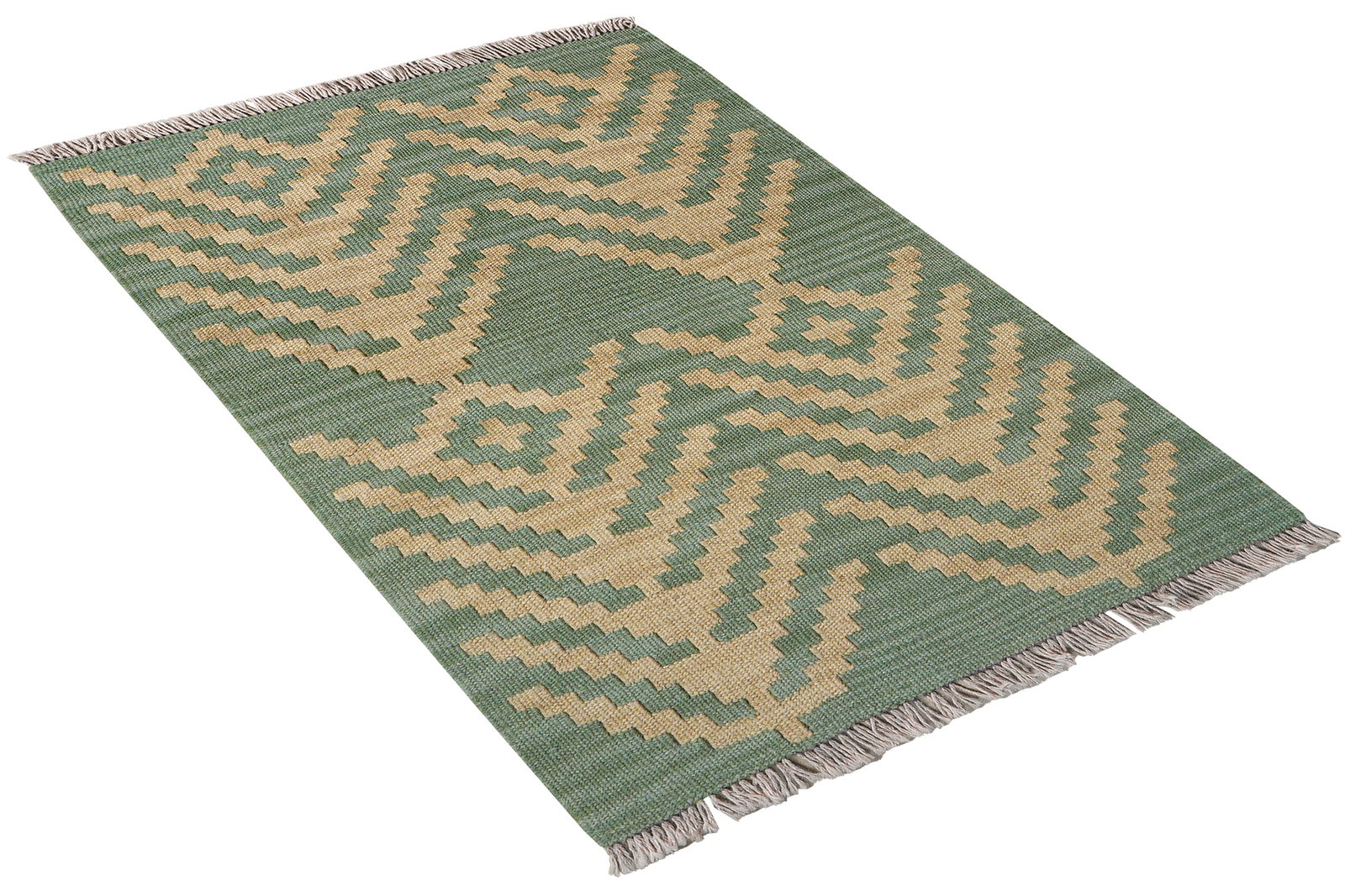 Kelim Gashgai — Handgefertigt, 88x61 cm, Grün, 100% Virgin Wool | View 5