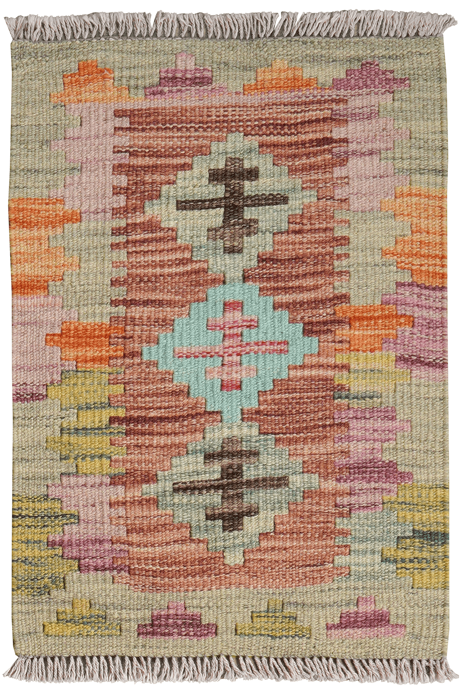 Kelim Gashgai — Handmade, 43x61 cm, Red, 100% Virgin Wool | Main view