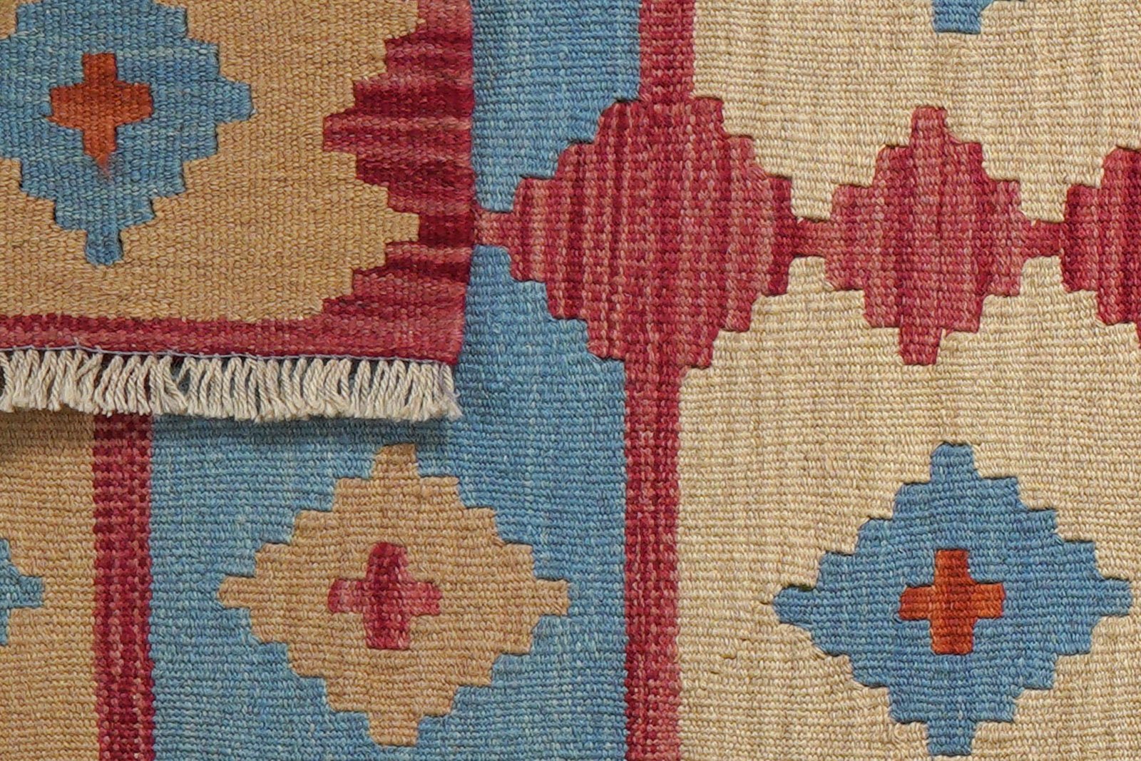 Kelim Gashgai — Handgefertigt, 90x63 cm, Rot, 100% Virgin Wool | View 7