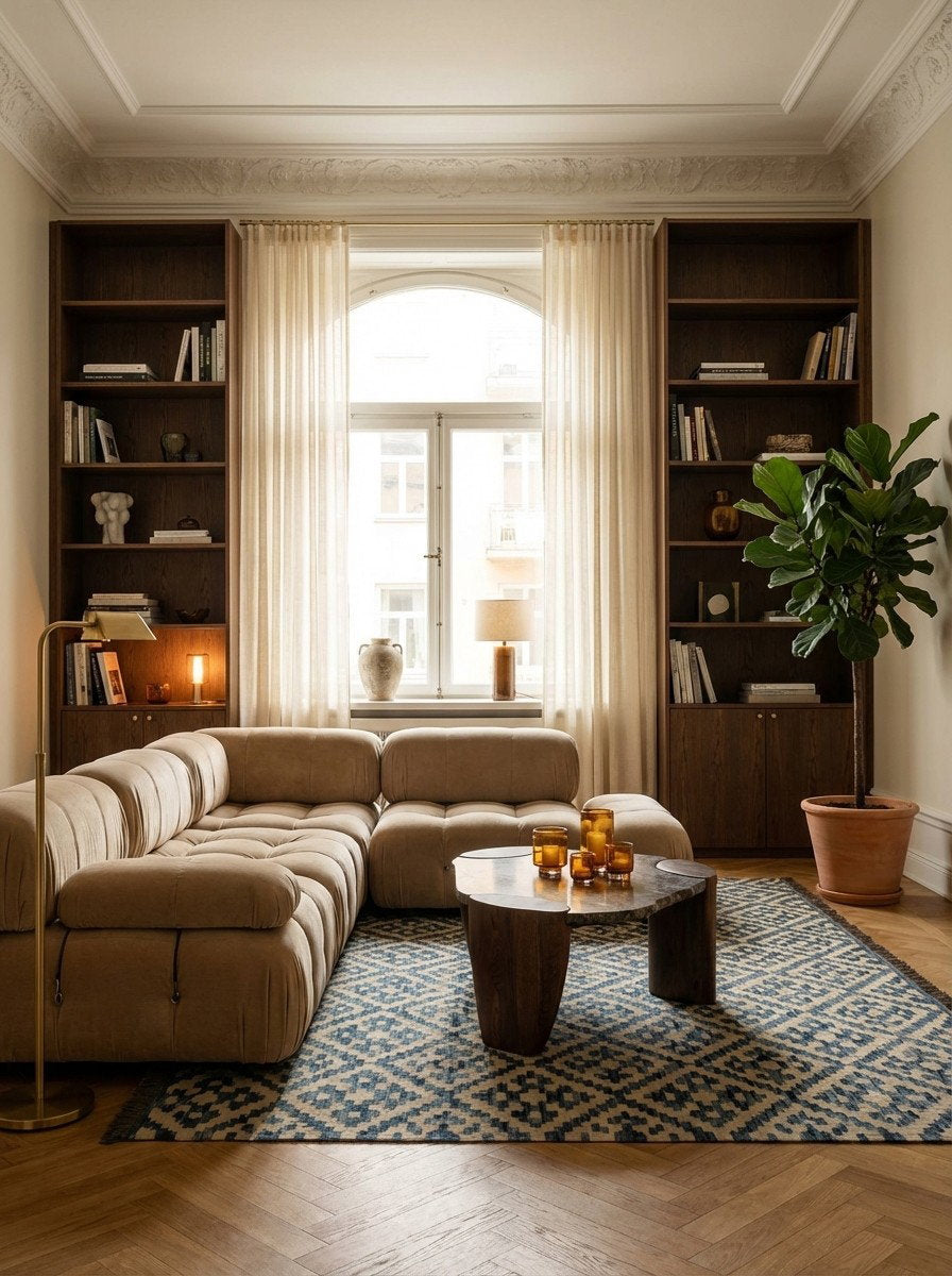 Kelim Gashgai — Handgefertigt, 230x178 cm, Beige, 100% Virgin Wool | Back view