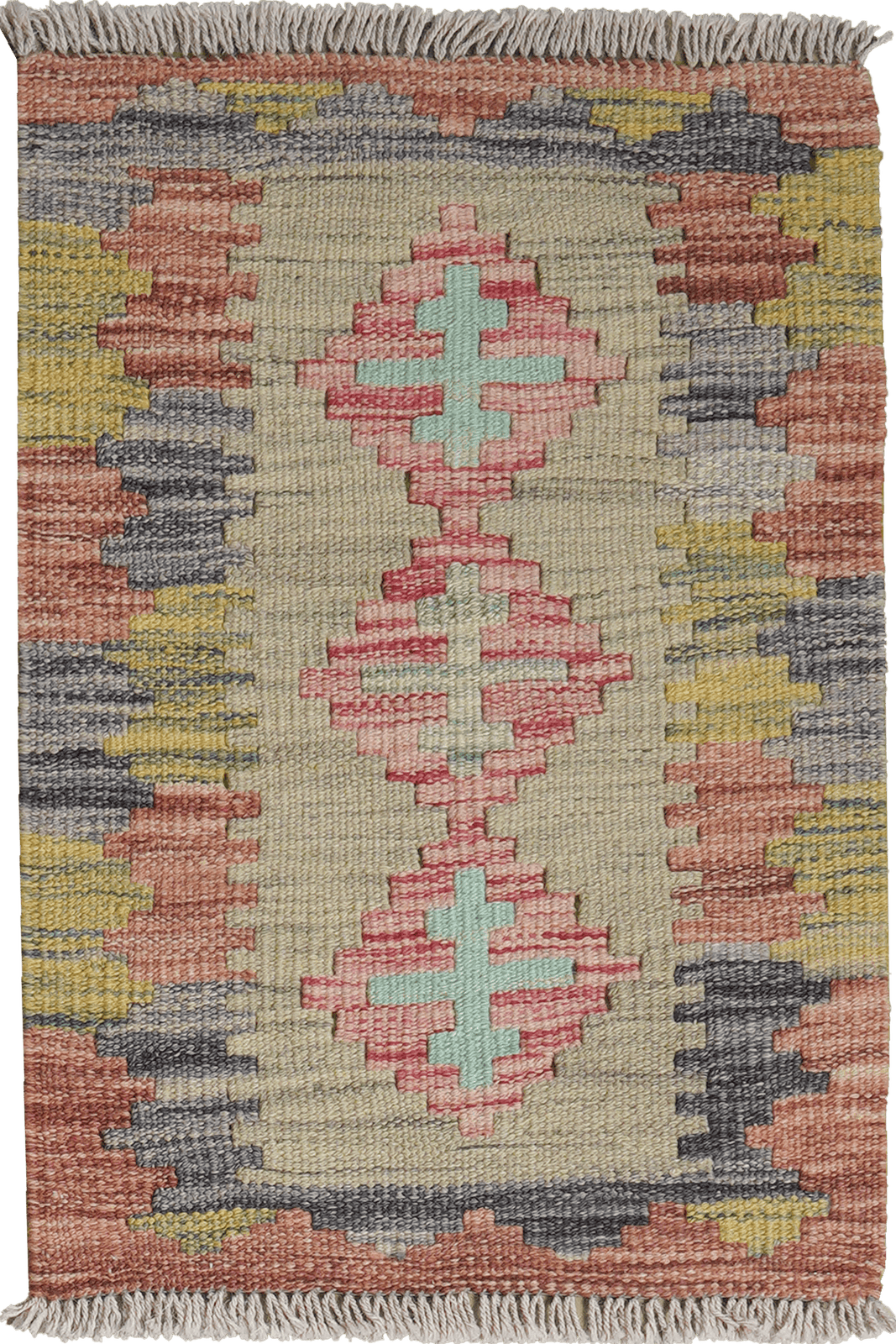 Kelim Gashgai — Handmade, 43x65 cm, Beige, 100% Virgin Wool | Main view