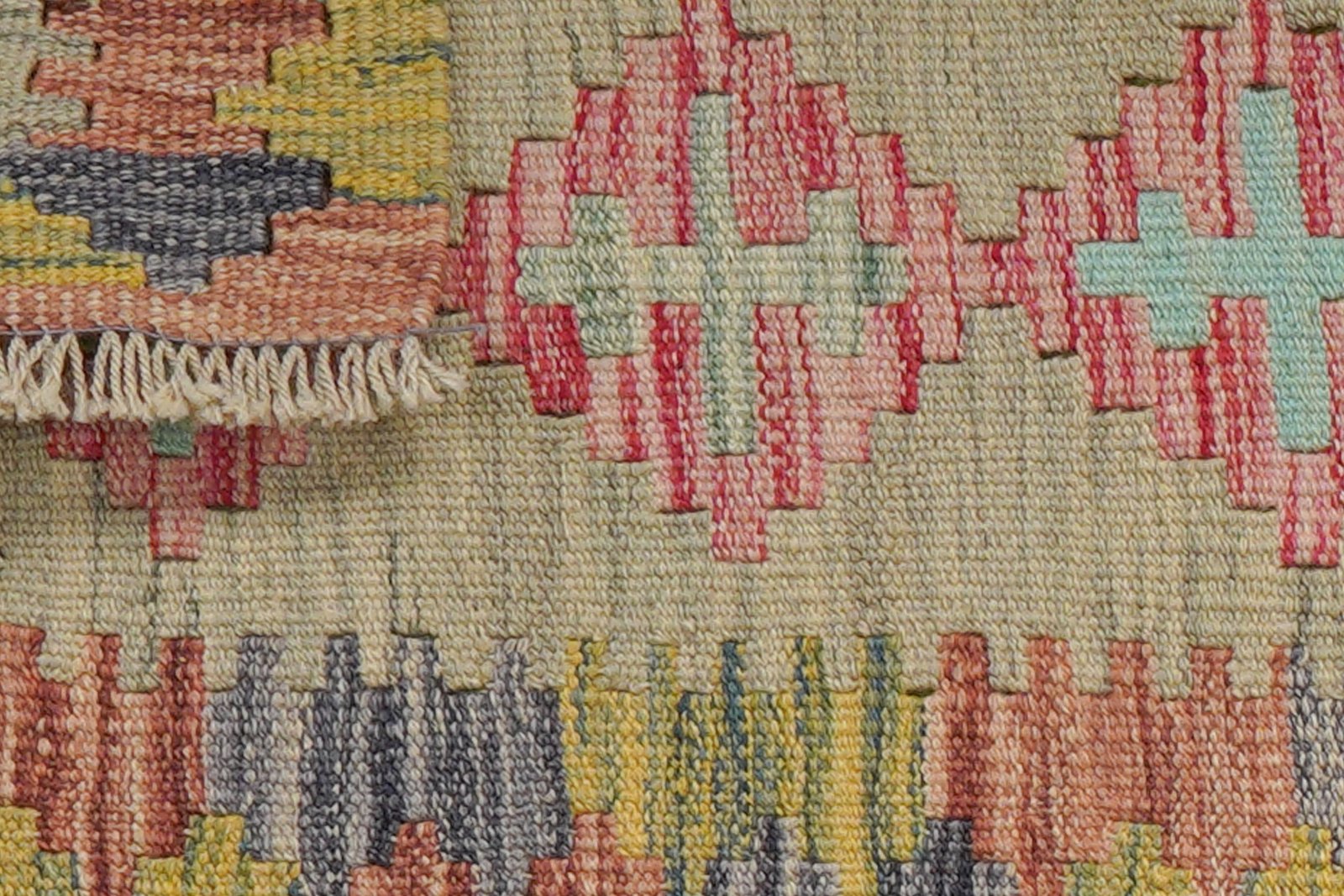 Kelim Gashgai — Handmade, 43x65 cm, Beige, 100% Virgin Wool | View 6