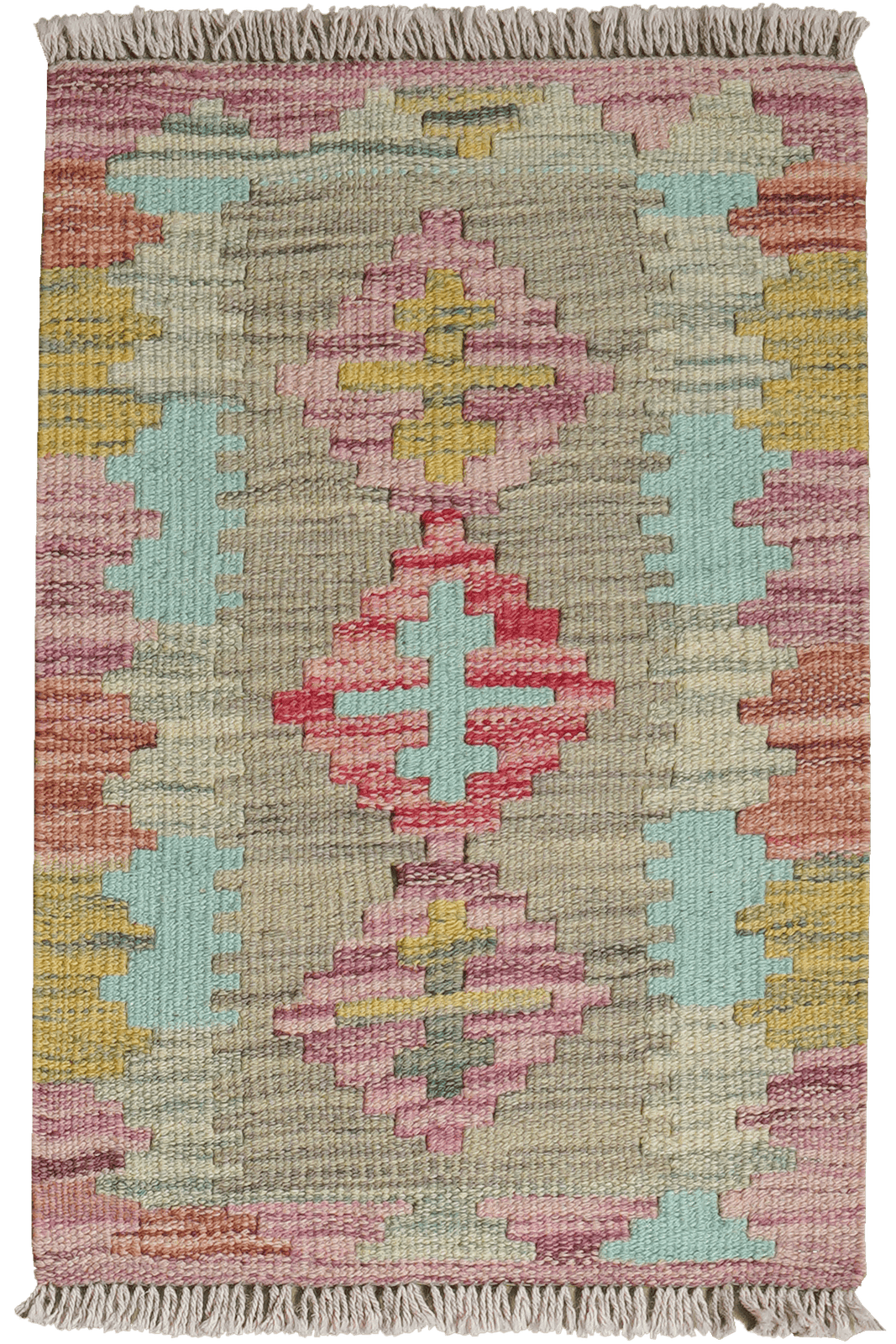 Kelim Gashgai — Handmade, 42x62 cm, Beige, 100% Virgin Wool | Main view