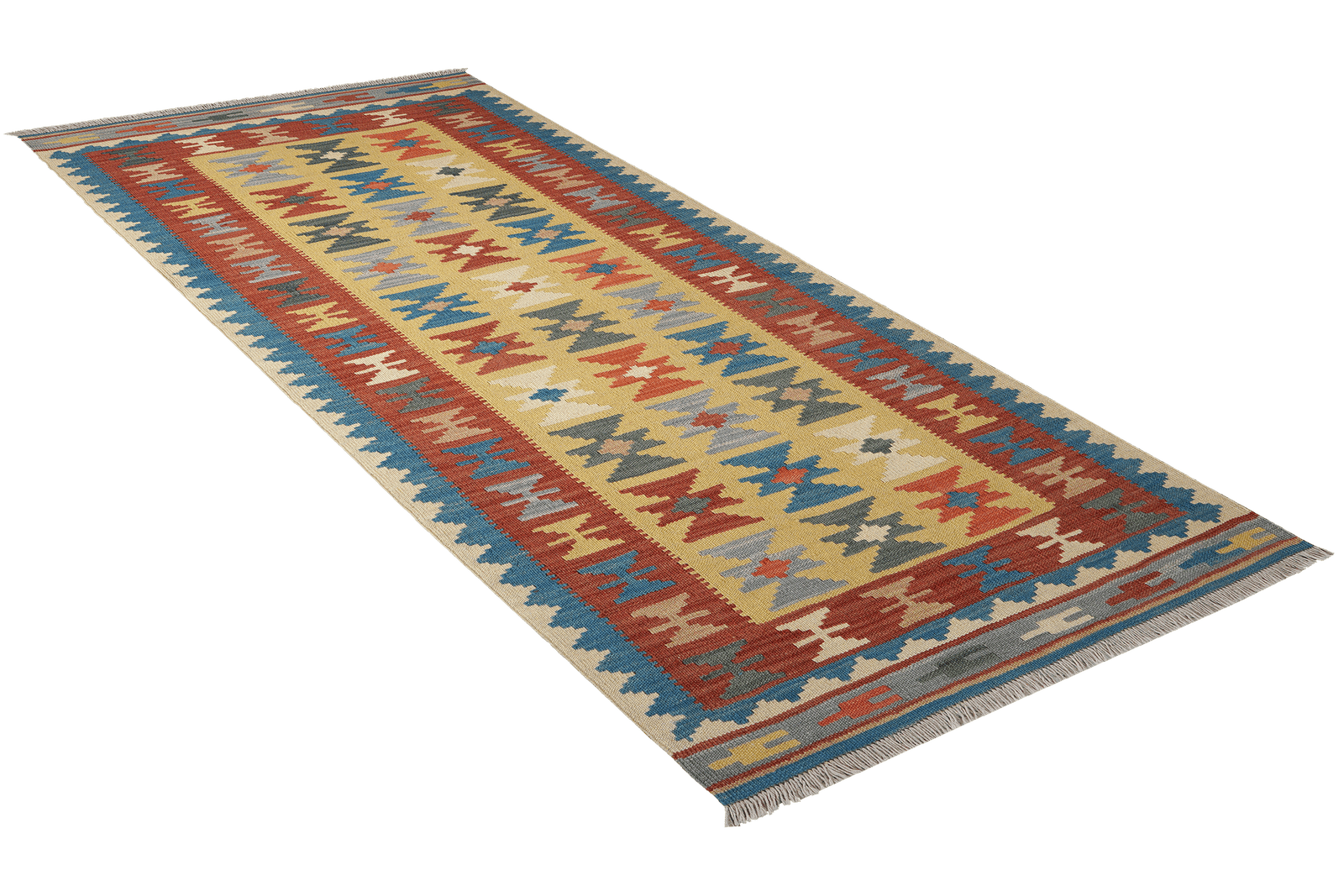 Kelim Gashgai — Handmade, 89x202 cm, Yellow, 100% Virgin Wool | View 4