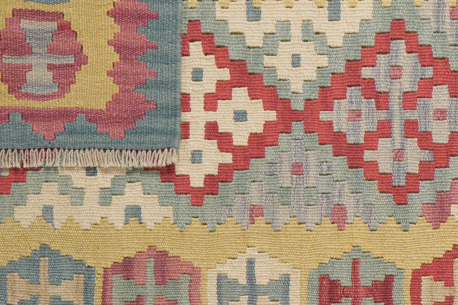 Kelim Gashgai — Handmade, 84x240 cm, Red, 100% Virgin Wool | View 6