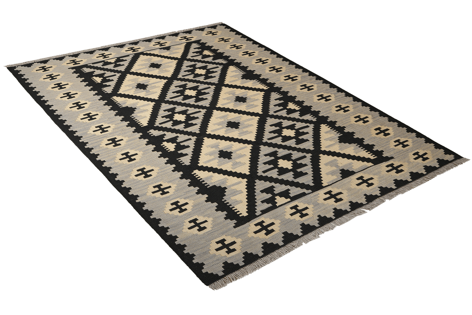 Kelim Gashgai — Handmade, 149x195 cm, Black, 100% Virgin Wool | View 4