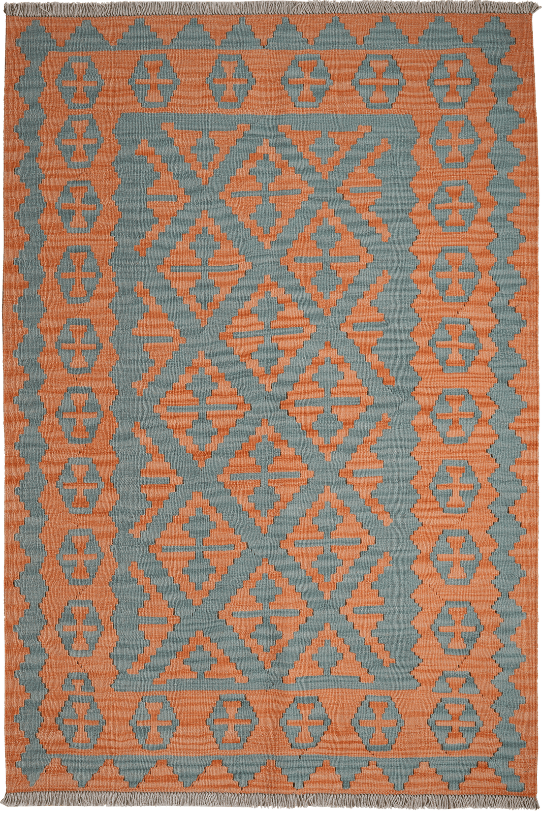 Kelim Gashgai — Handmade, 123x183 cm, Blue, 100% Virgin Wool | Main view