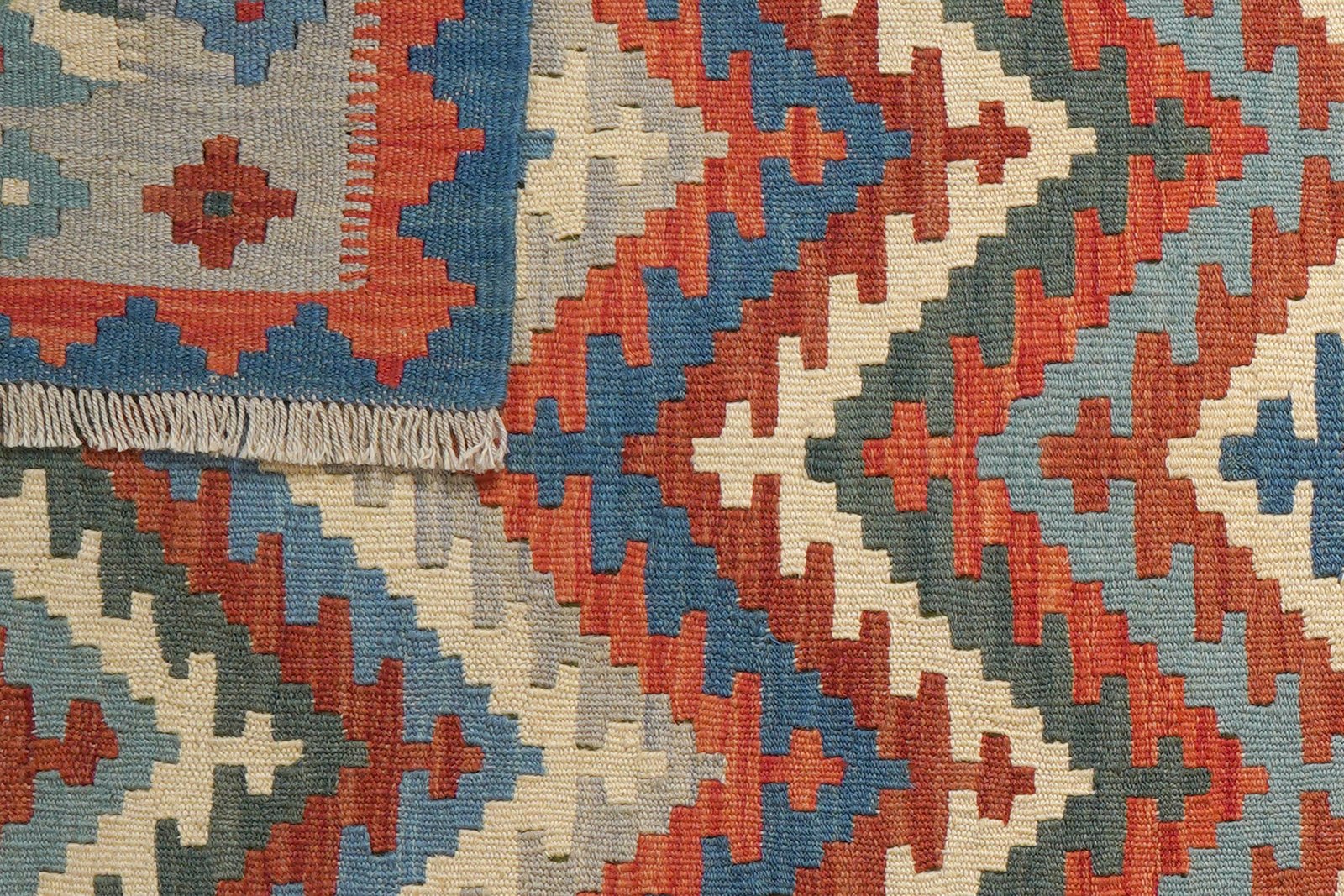 Kelim Gashgai — Handmade, 103x145 cm, Blue, 100% Virgin Wool | View 6